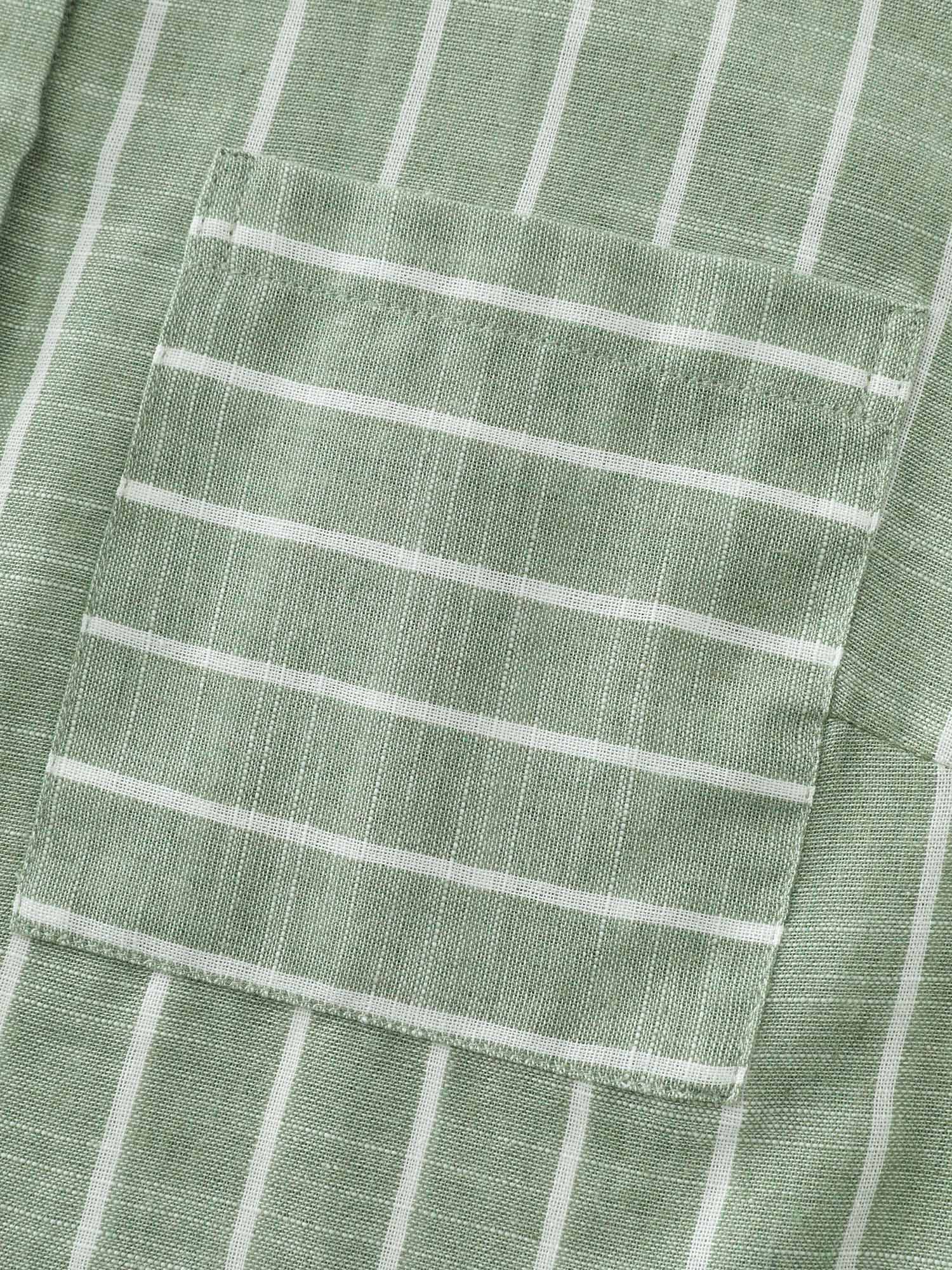 Striped Tab Sleeve Button-Down Shirt - Image 7