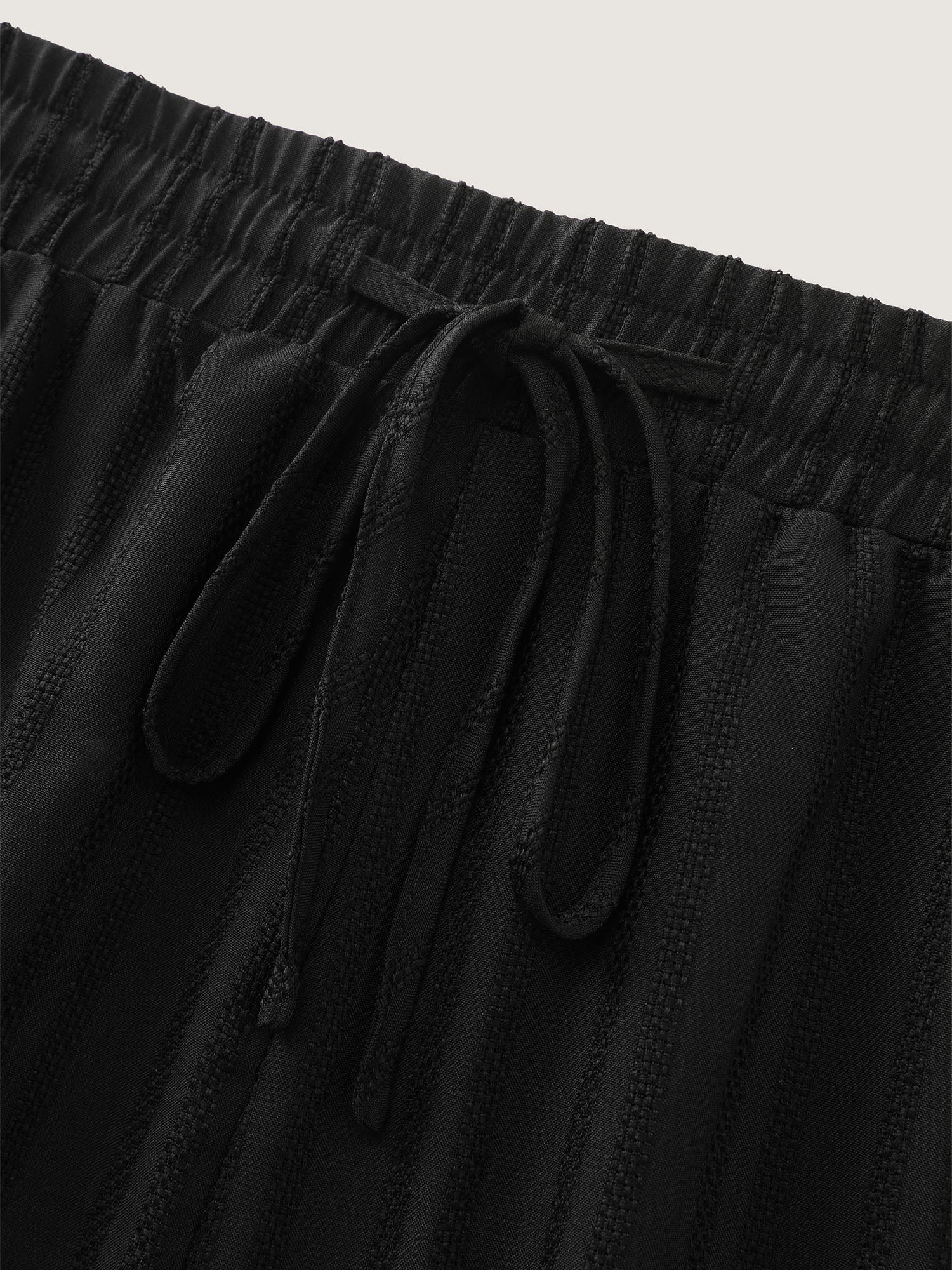 Striped Texture Drawstring Waist Shorts - Image 6