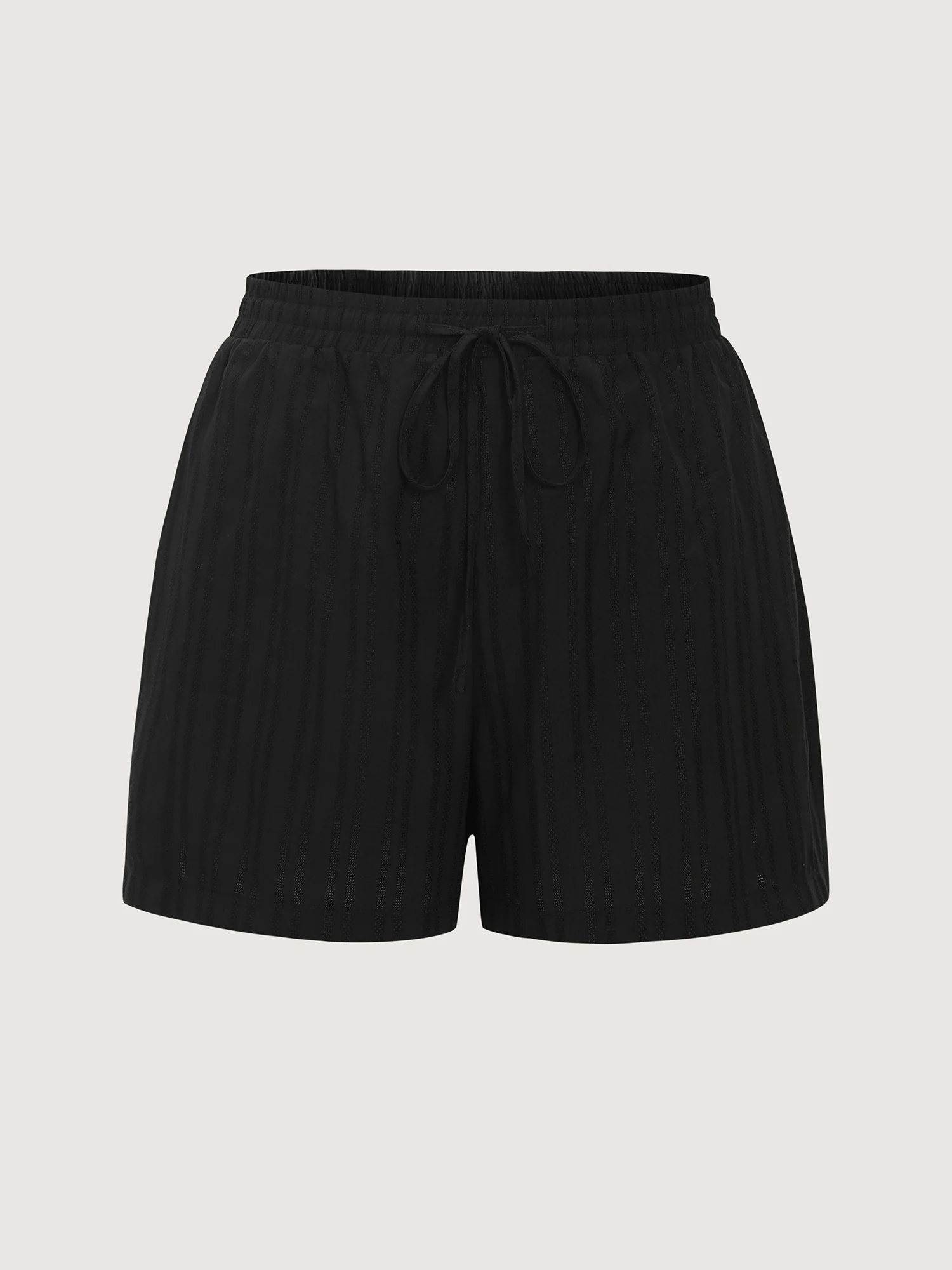 Striped Texture Drawstring Waist Shorts - Image 8
