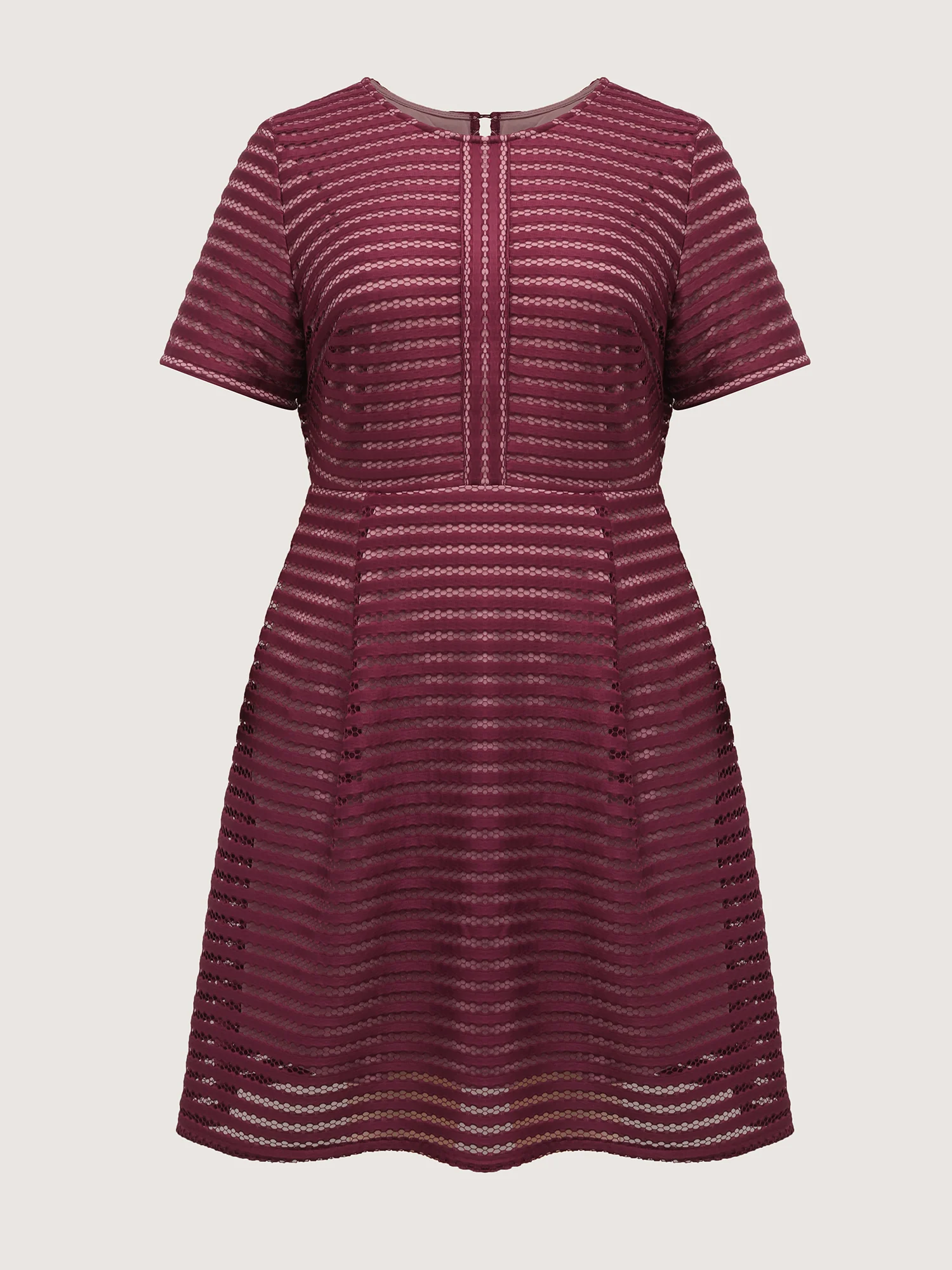 Striped Textured Zipper Lined Mini Dress - Image 7