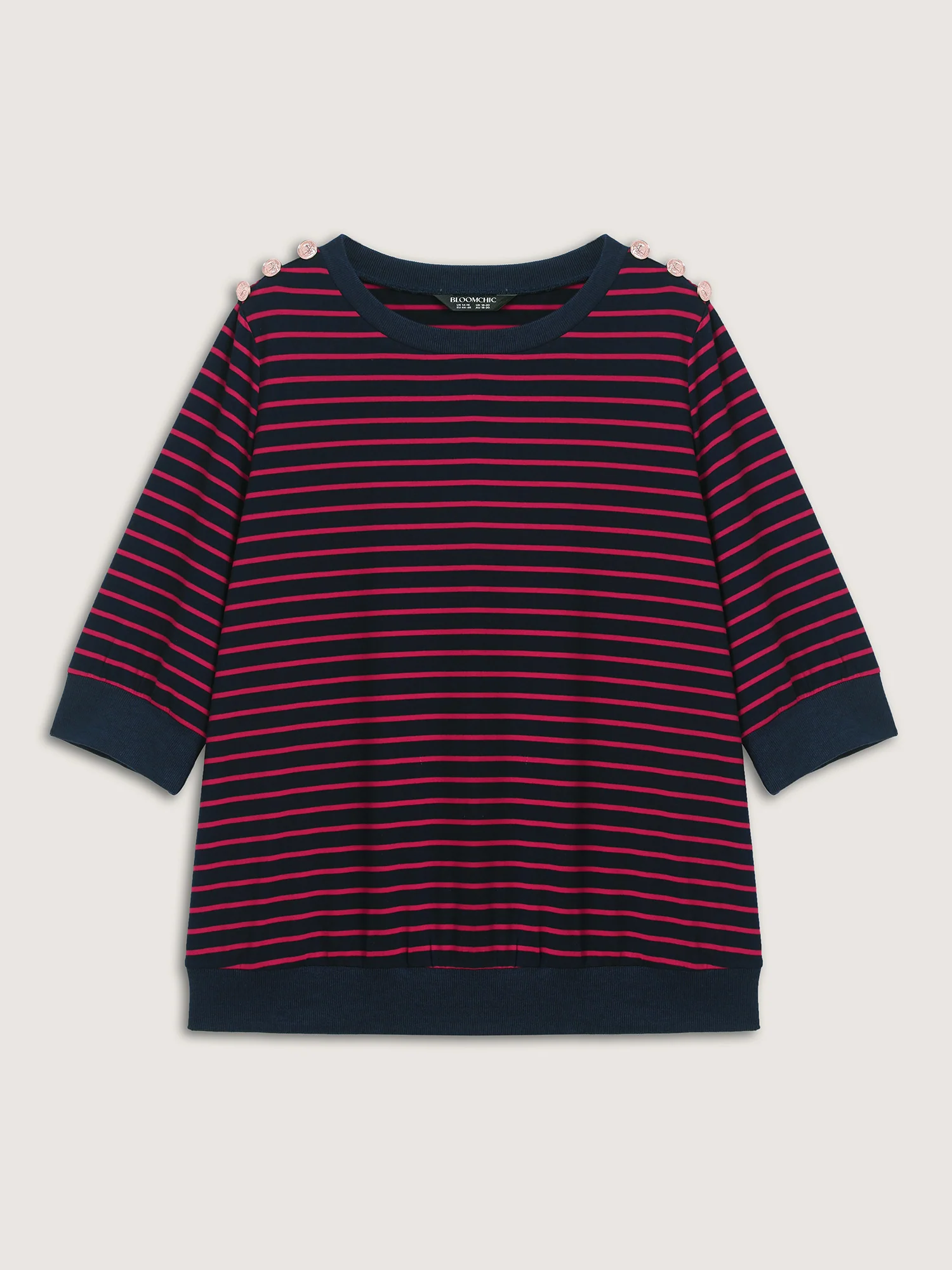 Striped Three-Quarter Sleeve T-Shirt - Image 7