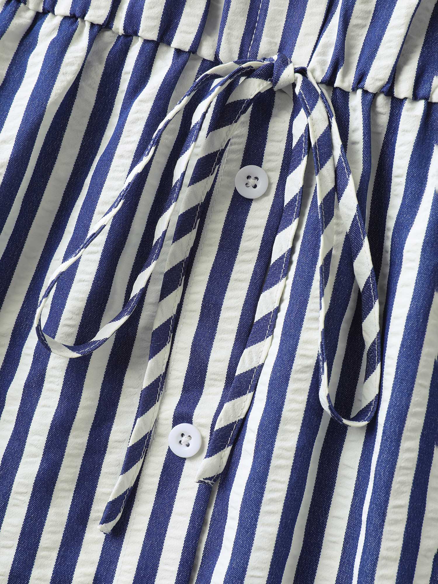 Striped Tie-Front Midi Shirt Dress - Image 5