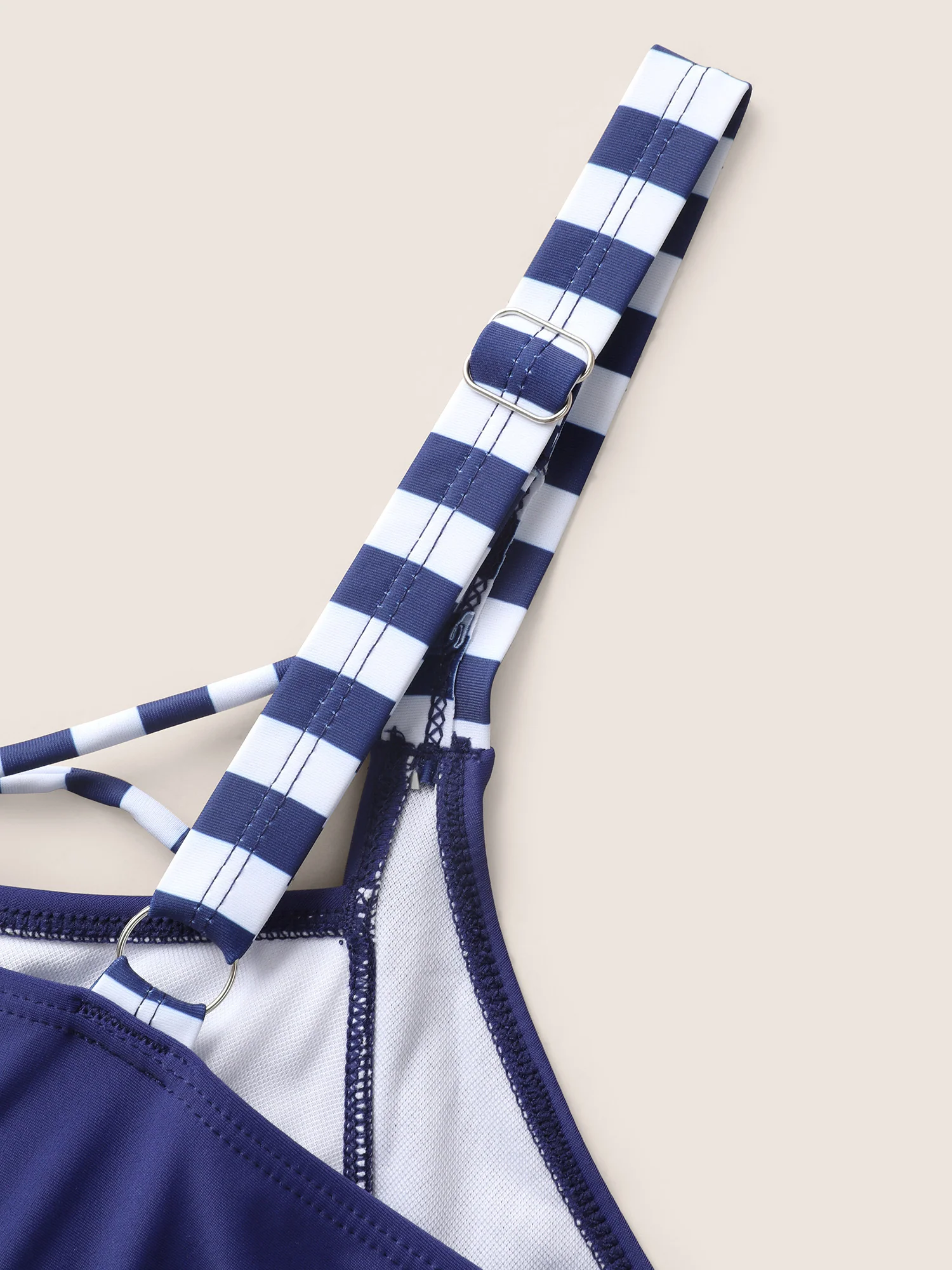 Striped Tie Knot High Stretch Gathered Swim Top - Image 6