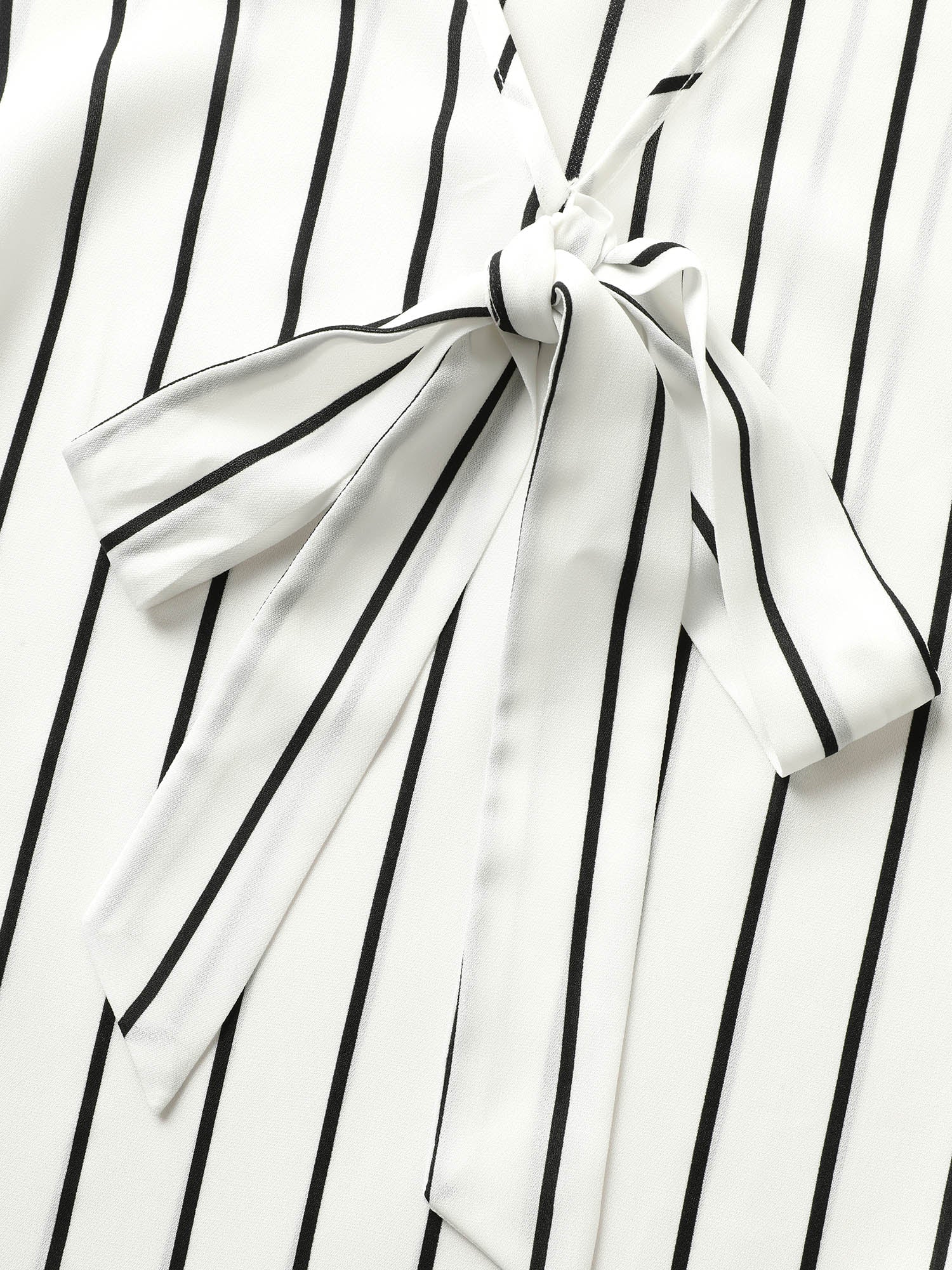 Striped Tie Knot Petal Sleeve Blouse - Image 5