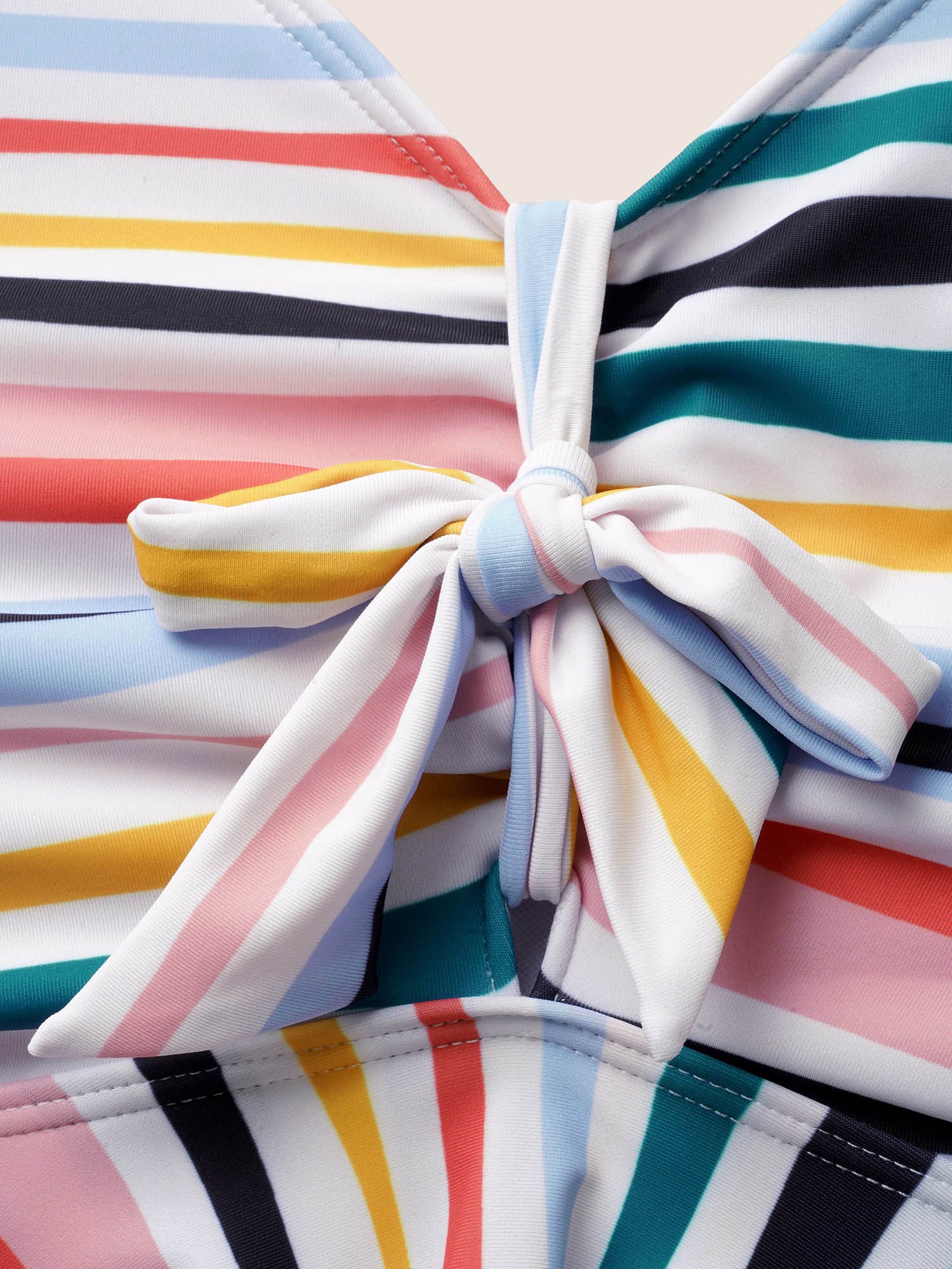 Striped Tie Knot Tiered Hem Swim Top - Image 6