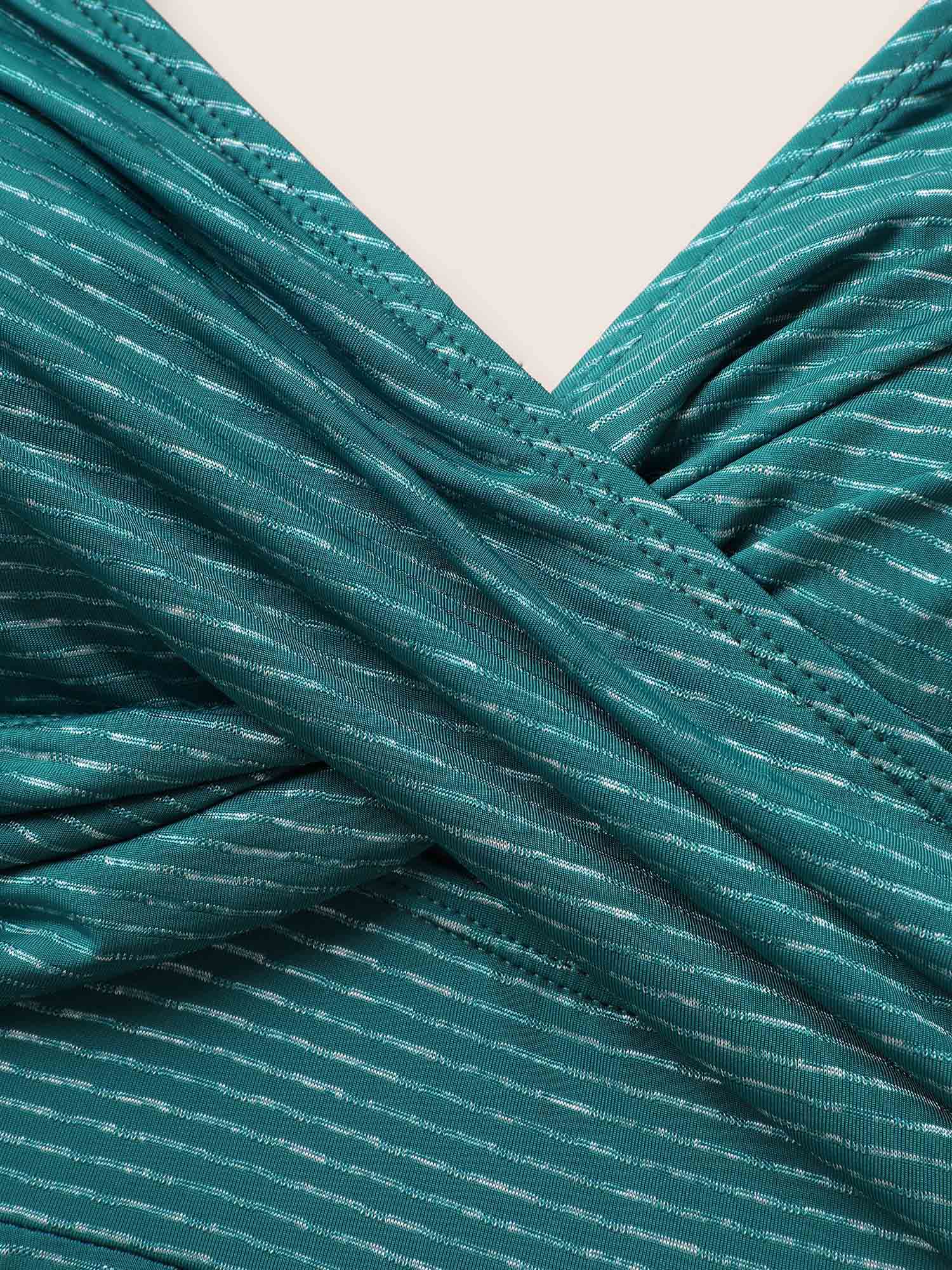 Striped Twist Front Adjustable Straps Swim Dress - Image 5