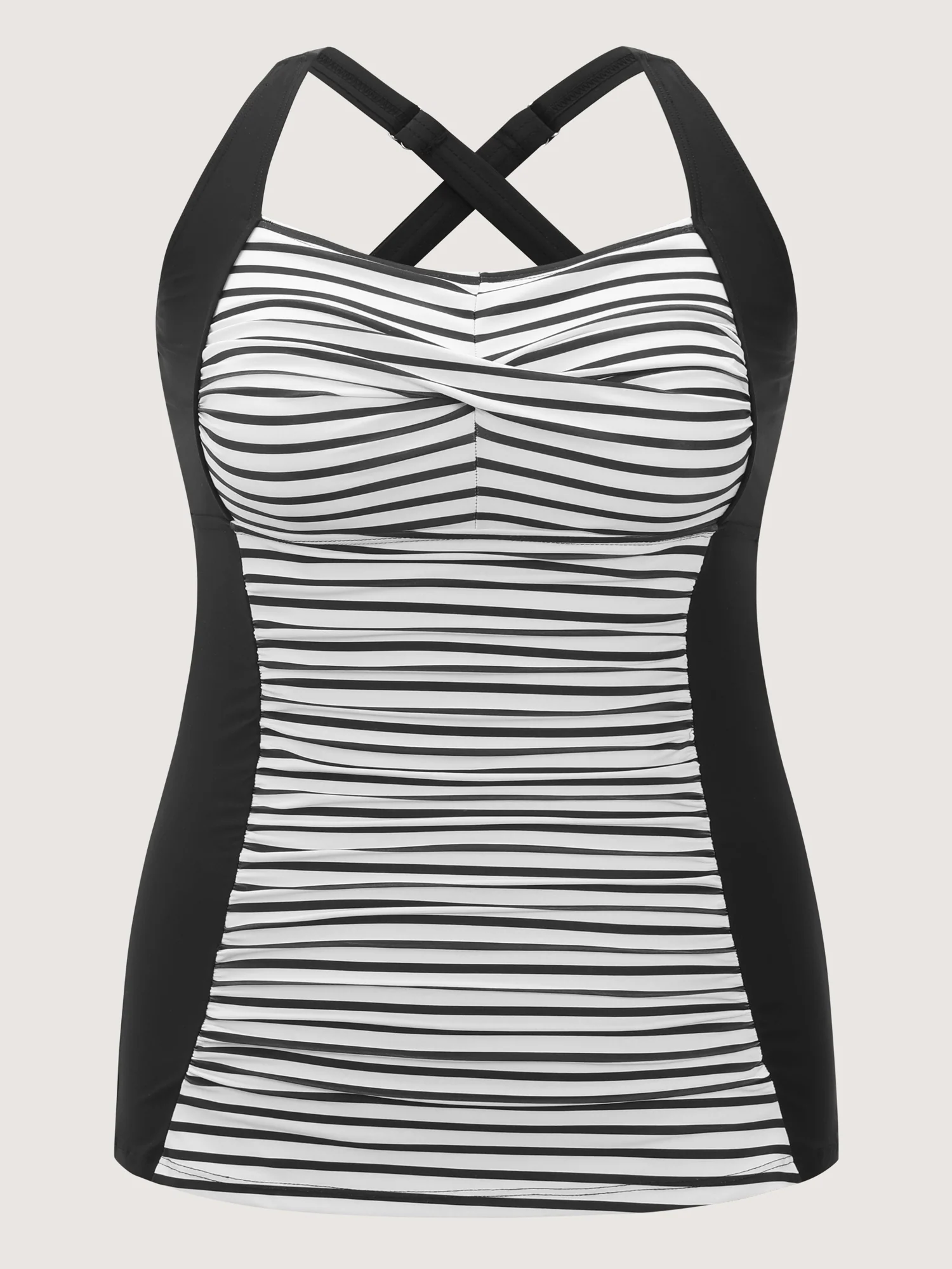 Striped Twist Front Tummy-Control Swim Top - Image 7