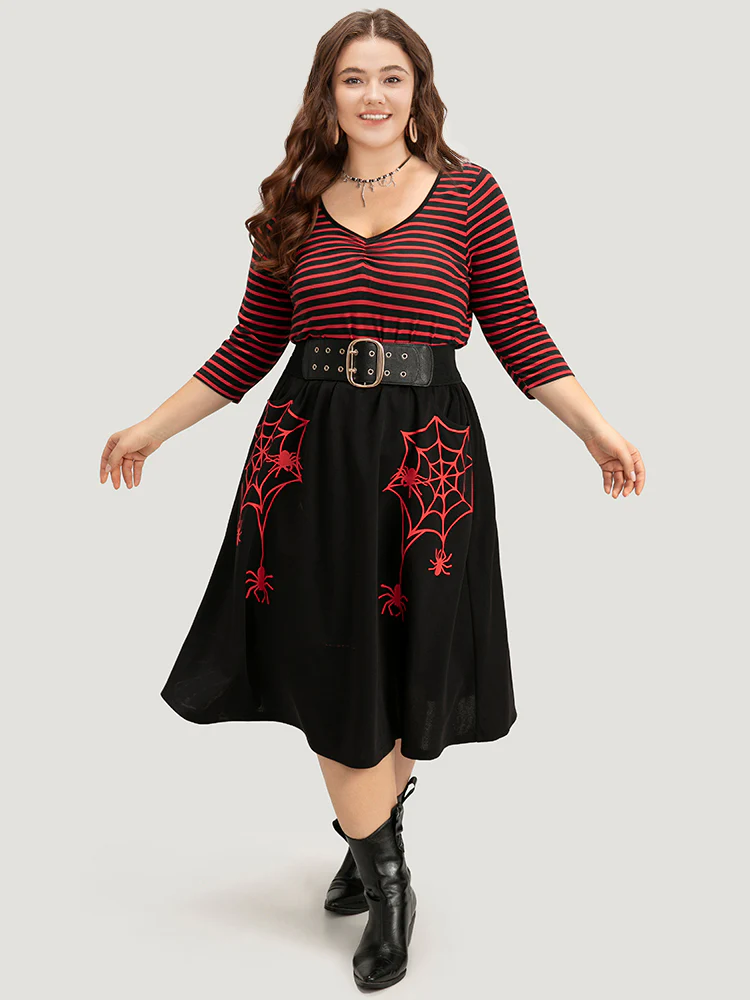 Halloween Striped Two Tone Ruched T-shirt - Image 3