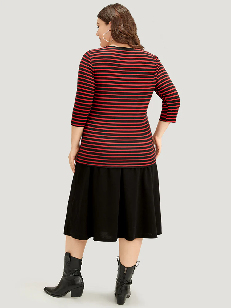 Halloween Striped Two Tone Ruched T-shirt - Image 6