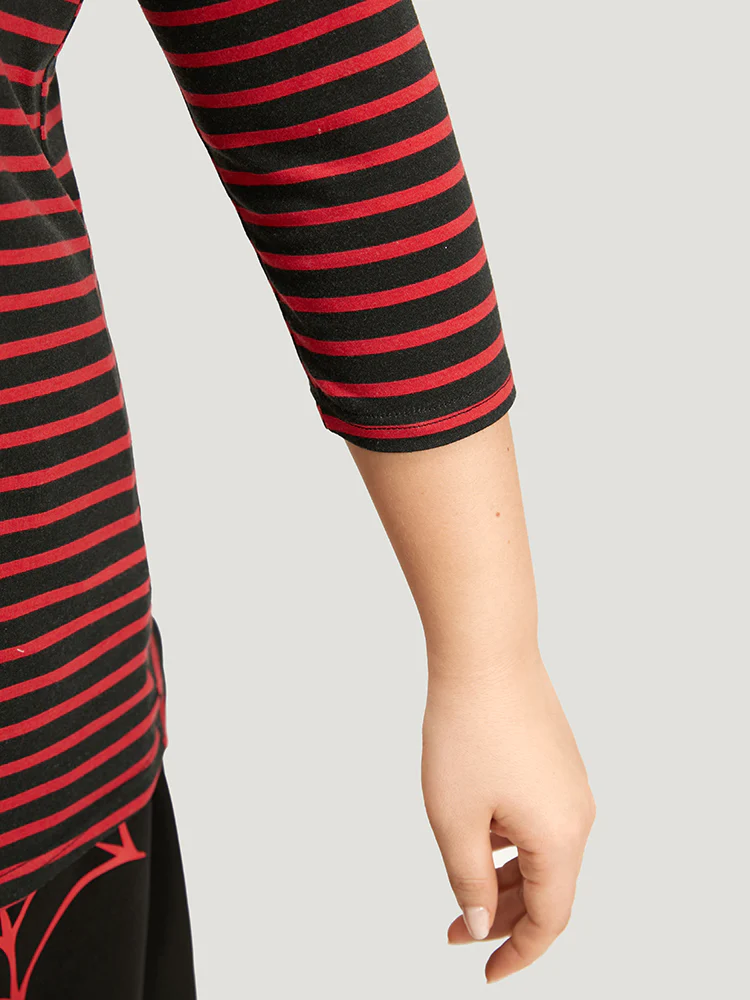 Halloween Striped Two Tone Ruched T-shirt - Image 7