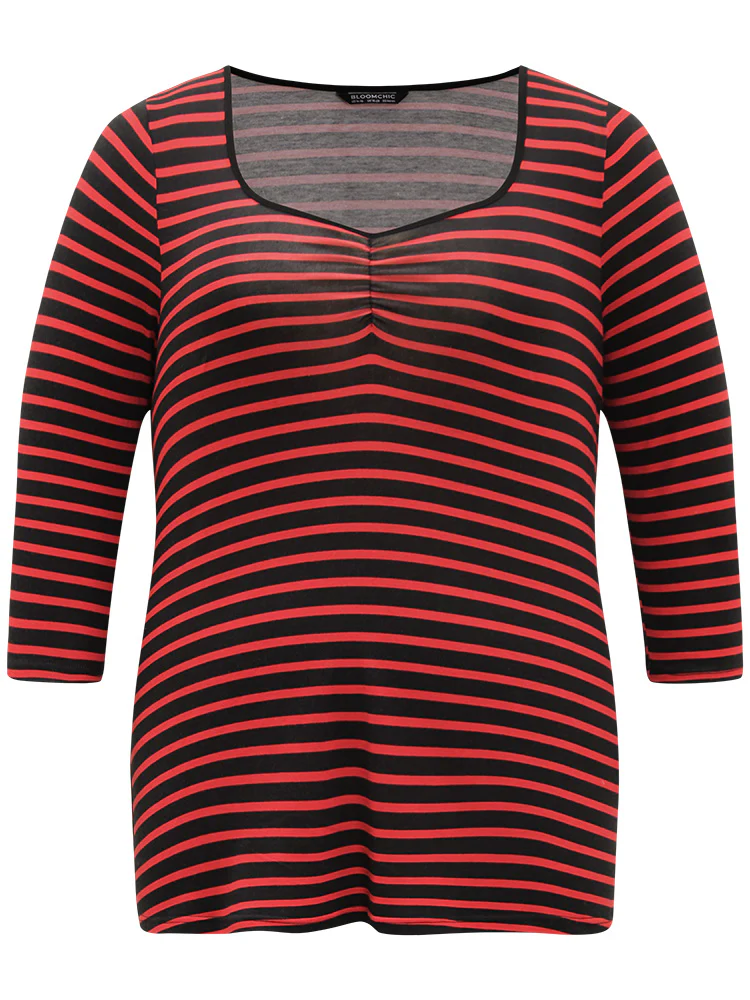 Halloween Striped Two Tone Ruched T-shirt - Image 9