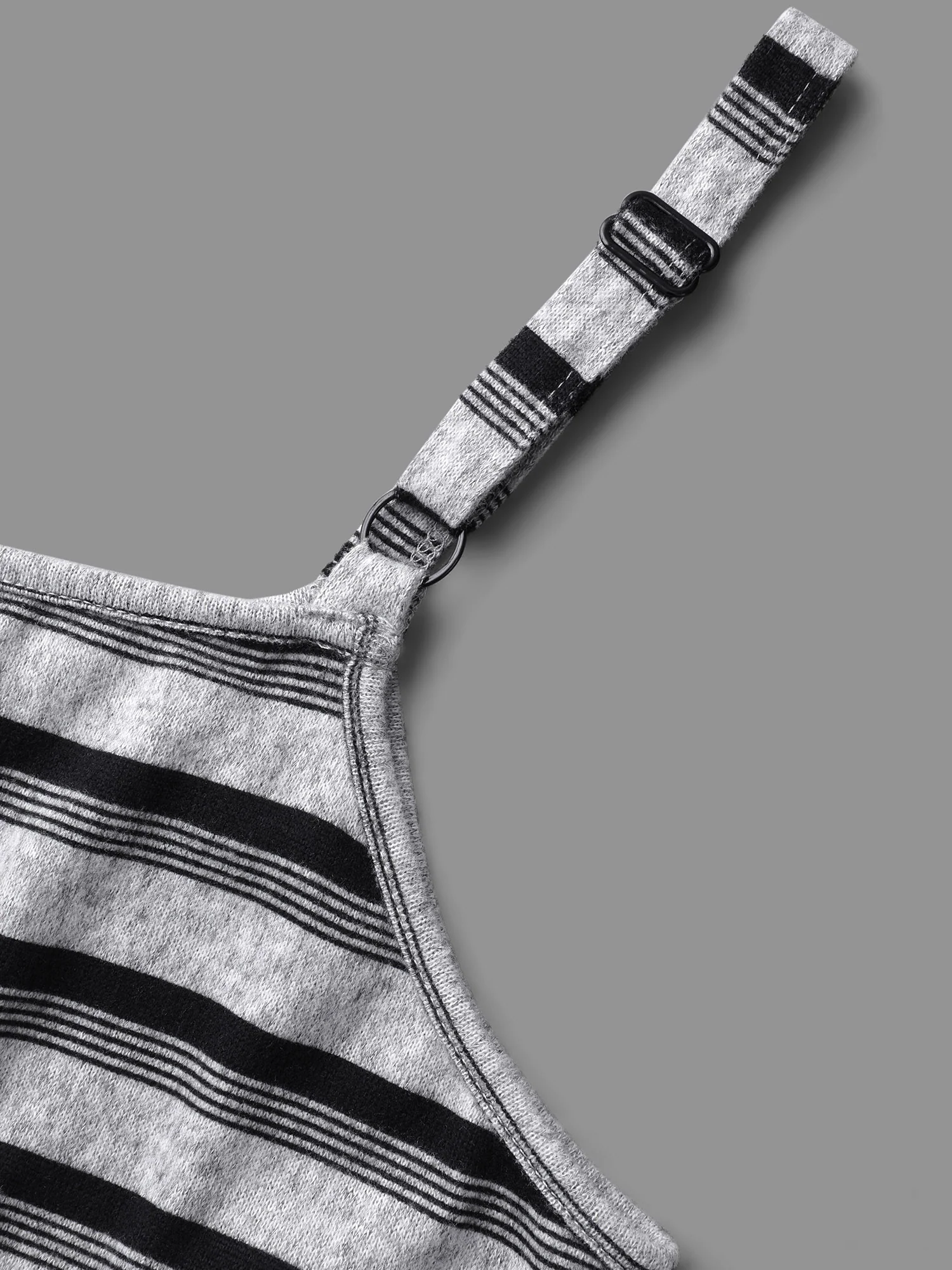 Monochrome Stripes Elastic Waist Pockets Pajama Jumpsuit - Image 6
