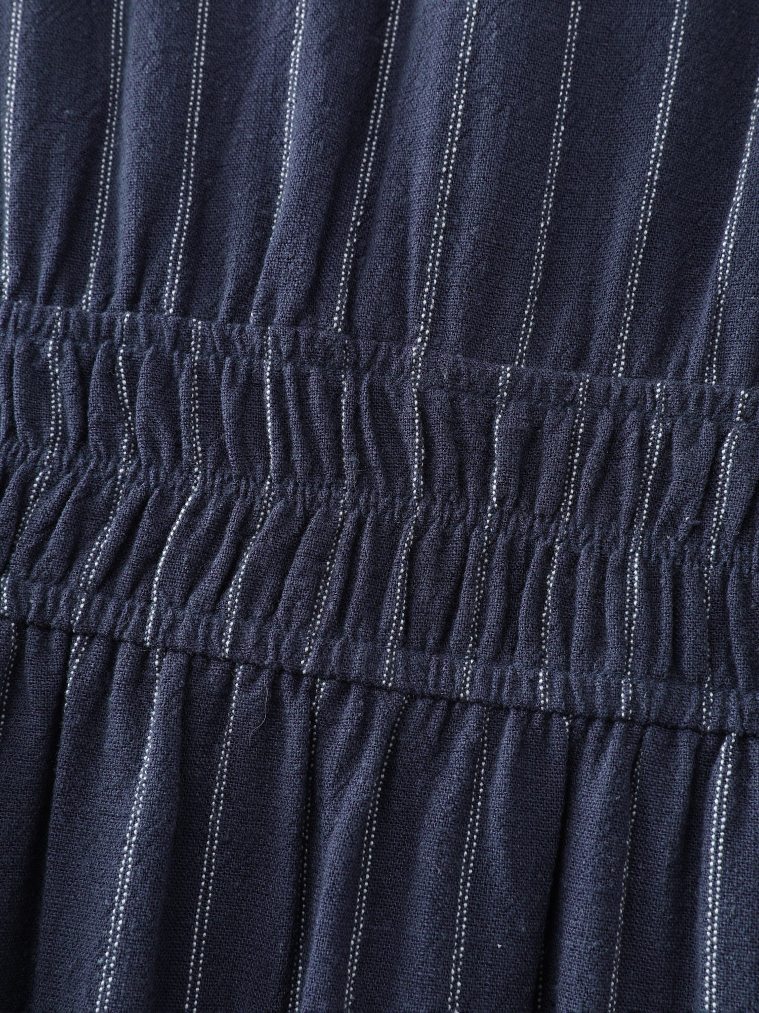 Striped V-Neck Shirred Waist Midi Dress - Image 5