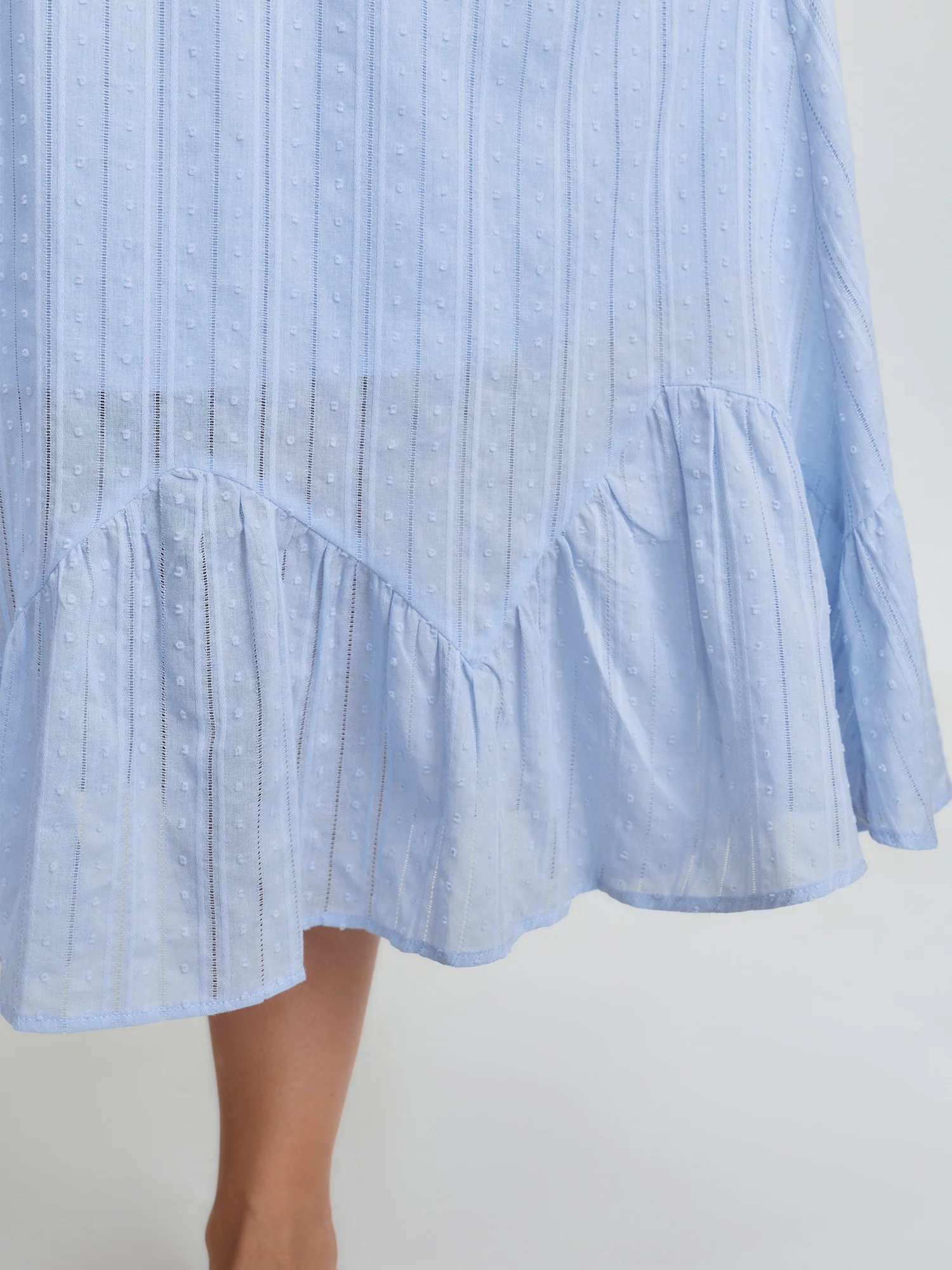 Cotton Striped Waist-Drawstring Tiered Midi Dress - Image 5