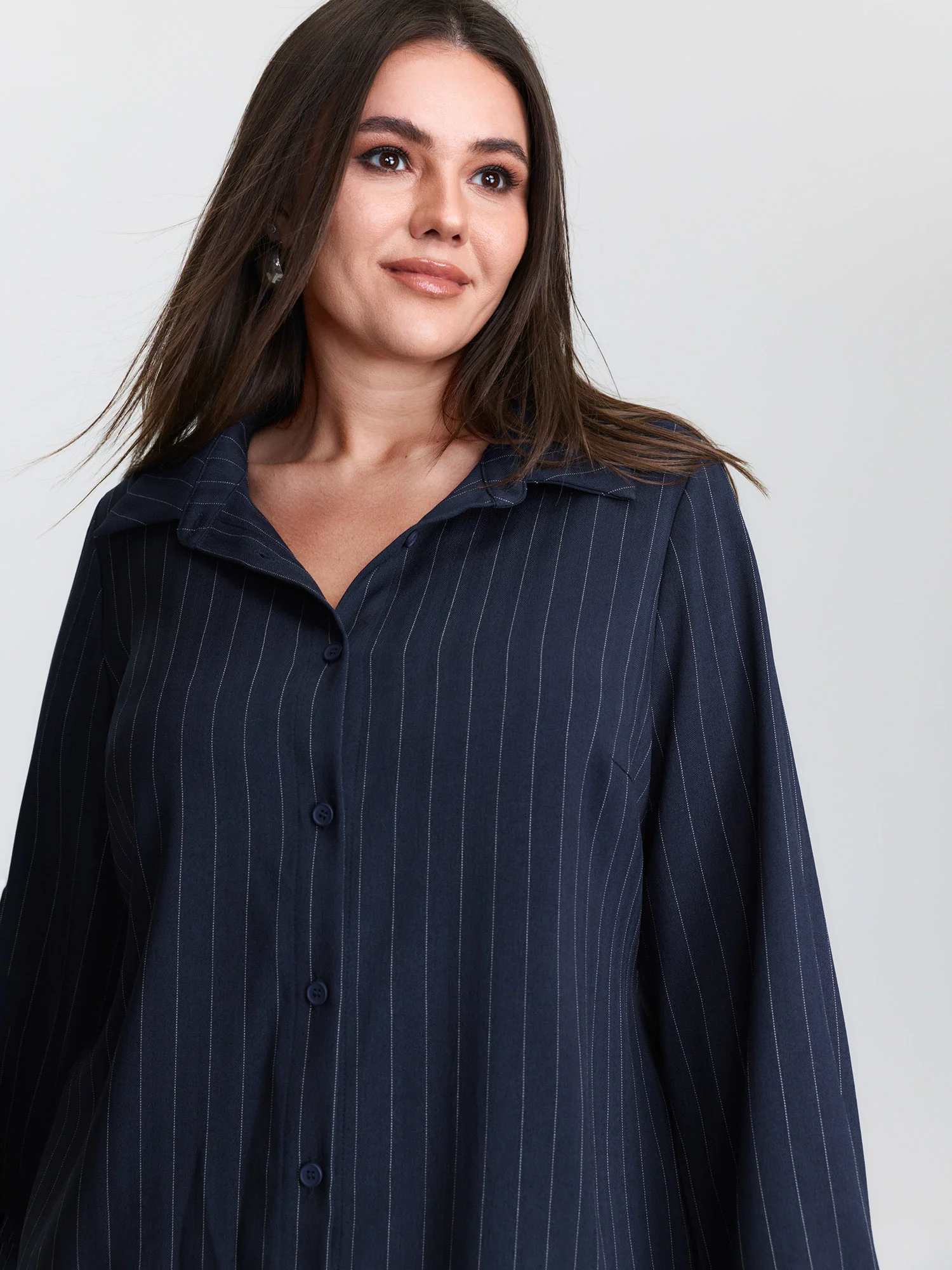 Striped Waist-Tie Button-Down Blouse - Image 3