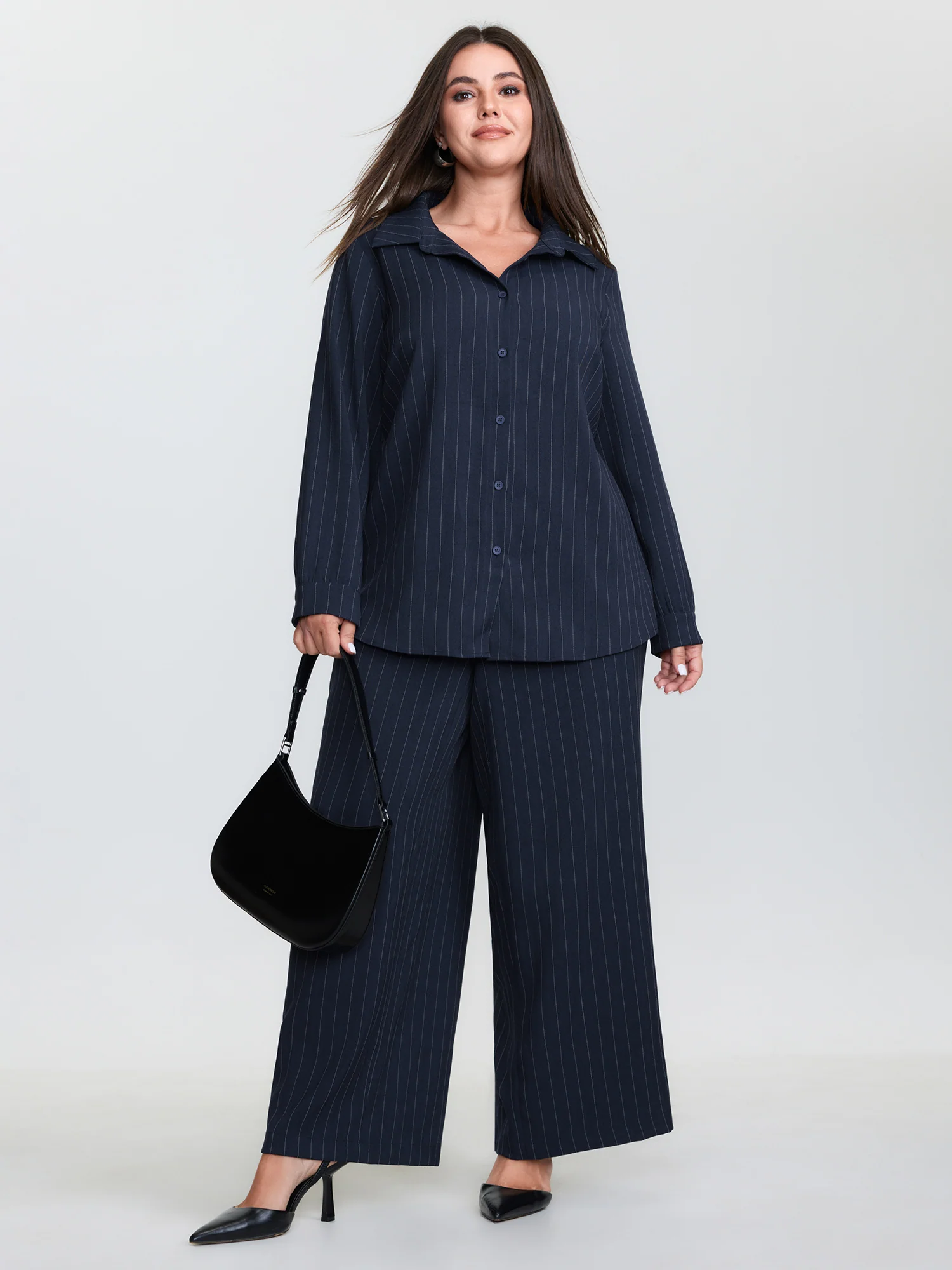 Striped Waist-Tie Button-Down Blouse - Image 4