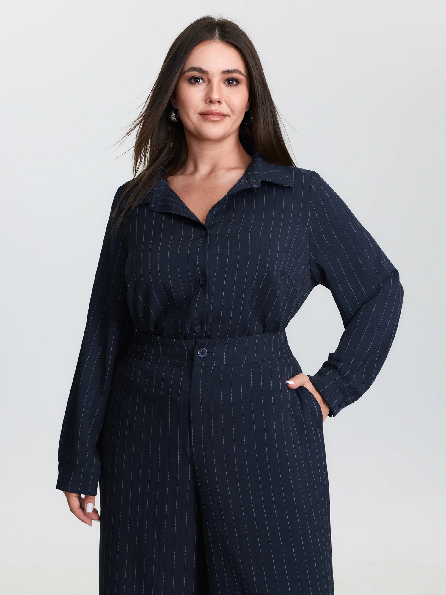 Striped Waist-Tie Button-Down Blouse - Image 6