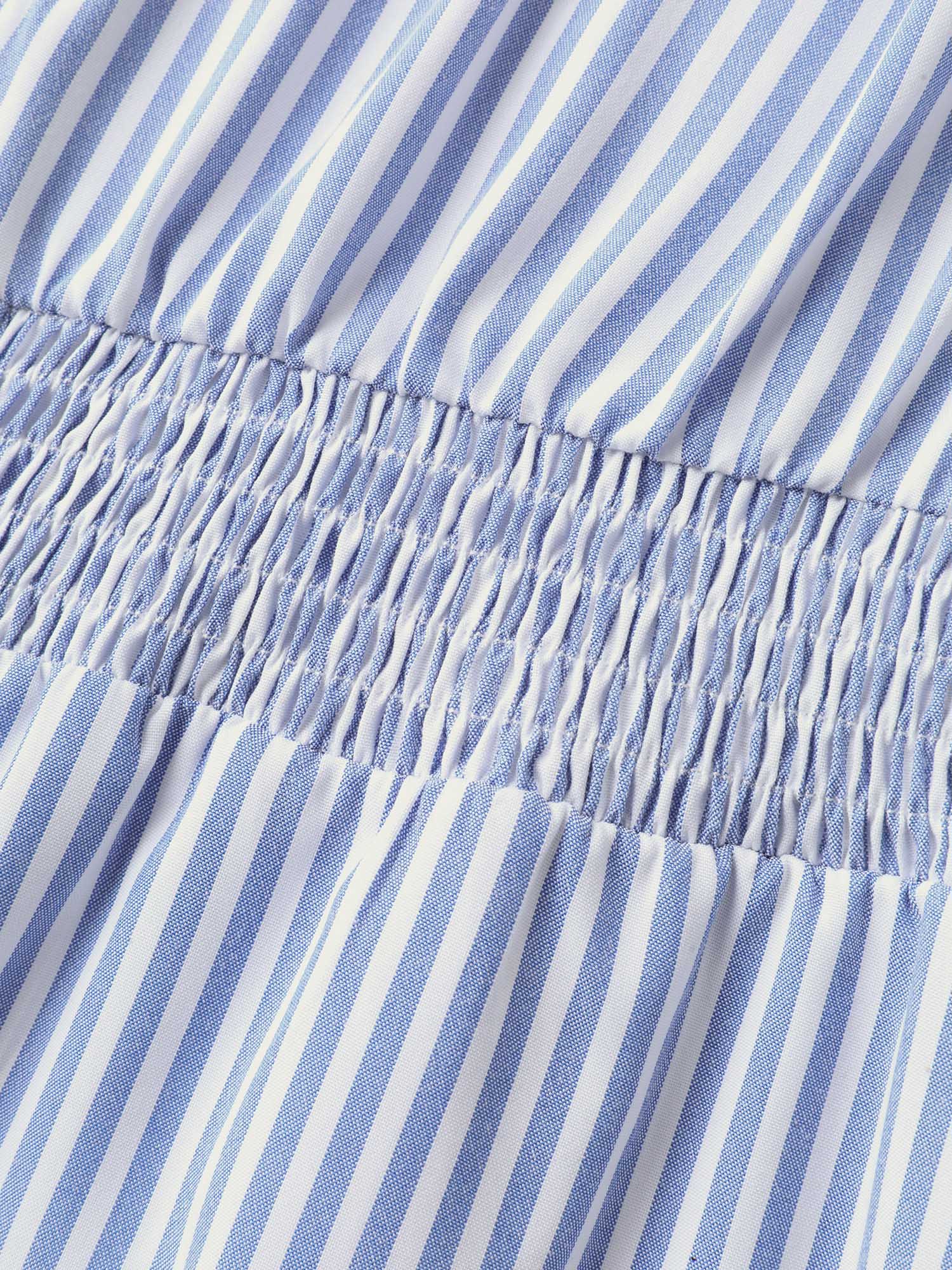 Striped Zipper Front Shirred Waist Midi Dress - Image 6