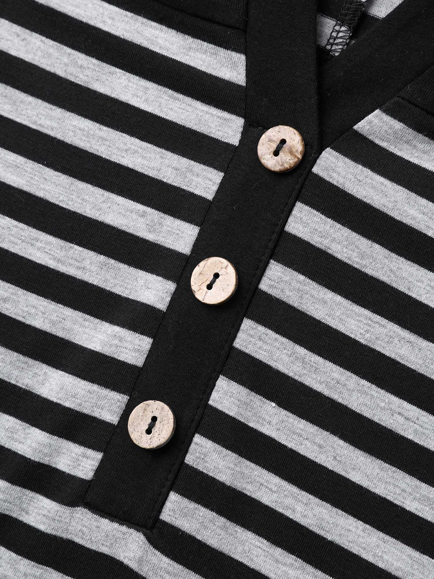 Stripes Button Tab Sleeve Mini Dress - Image 5