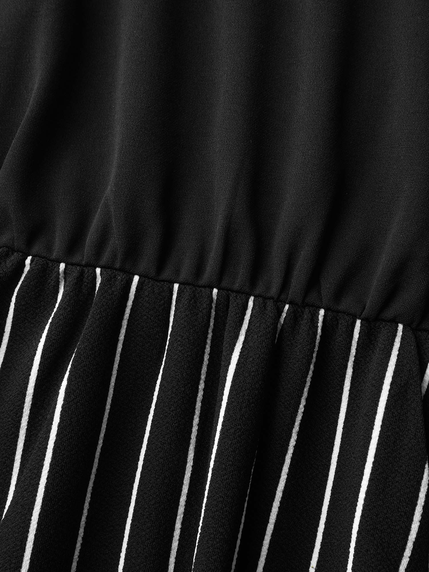Stripes Color Contrast Belted Midi Dress - Image 5