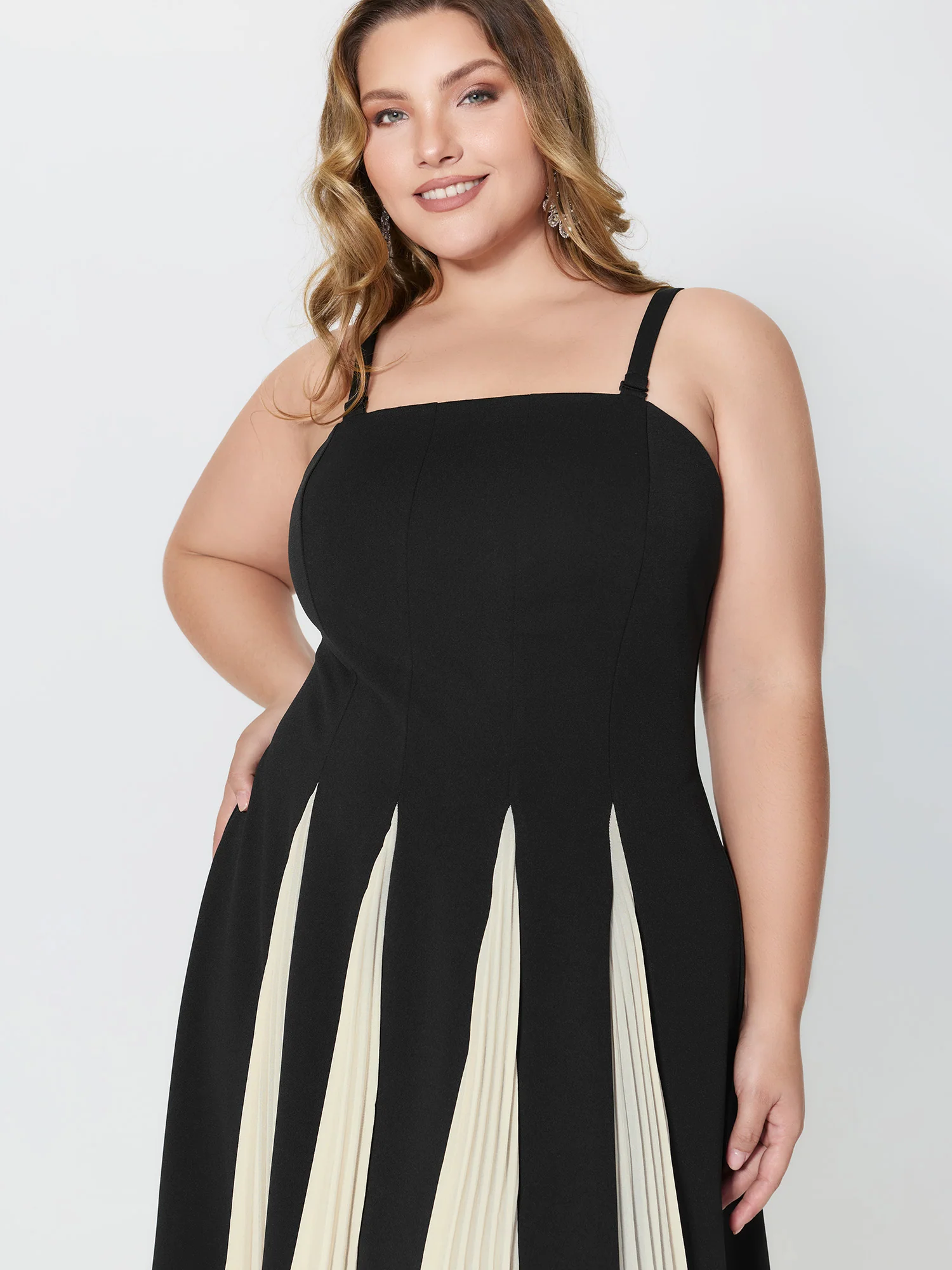 Stripes Color Contrast Detachable Straps Maxi Dress - Image 2