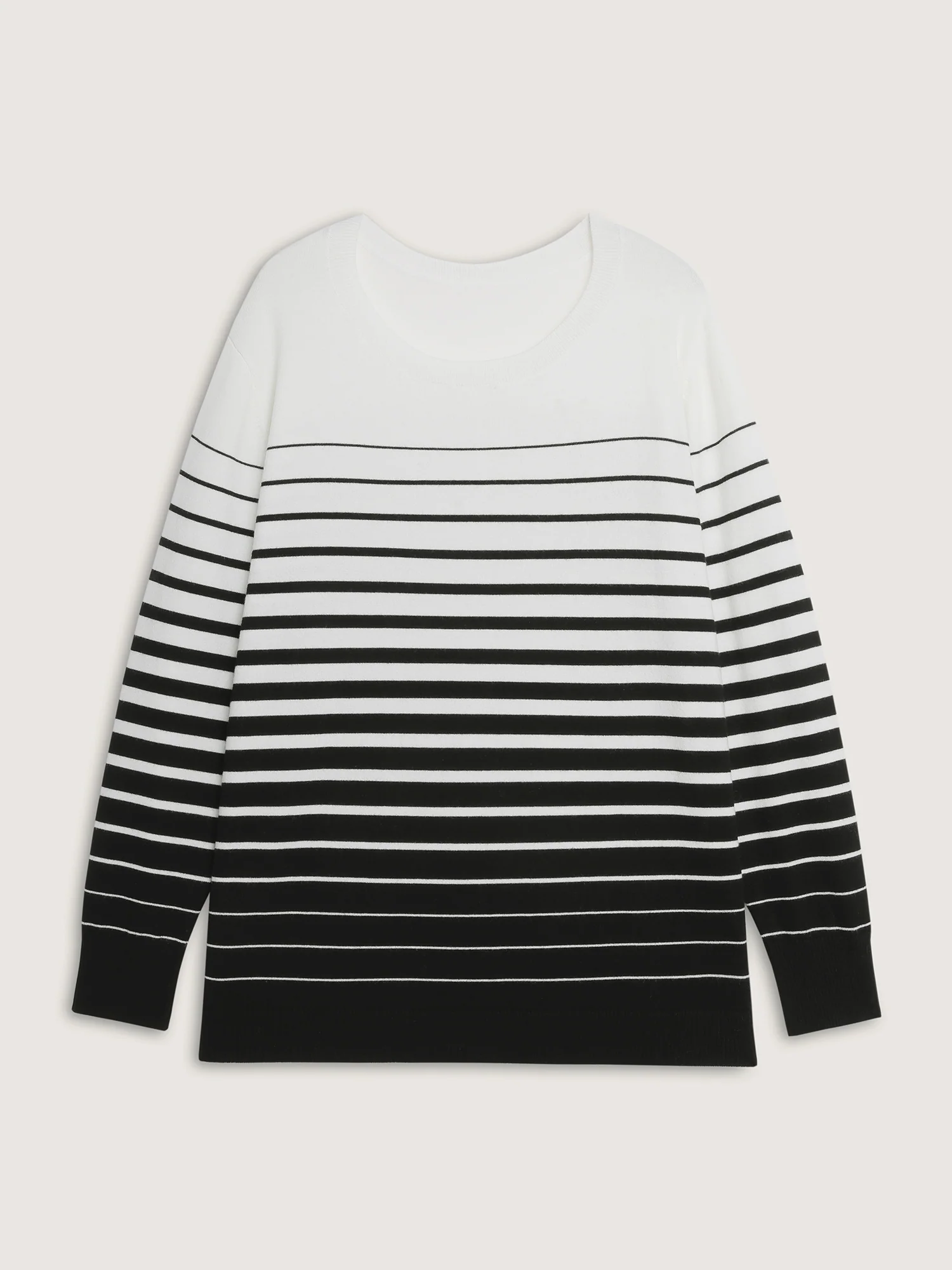Stripes Color Contrast Round Neck Pullover - Image 7