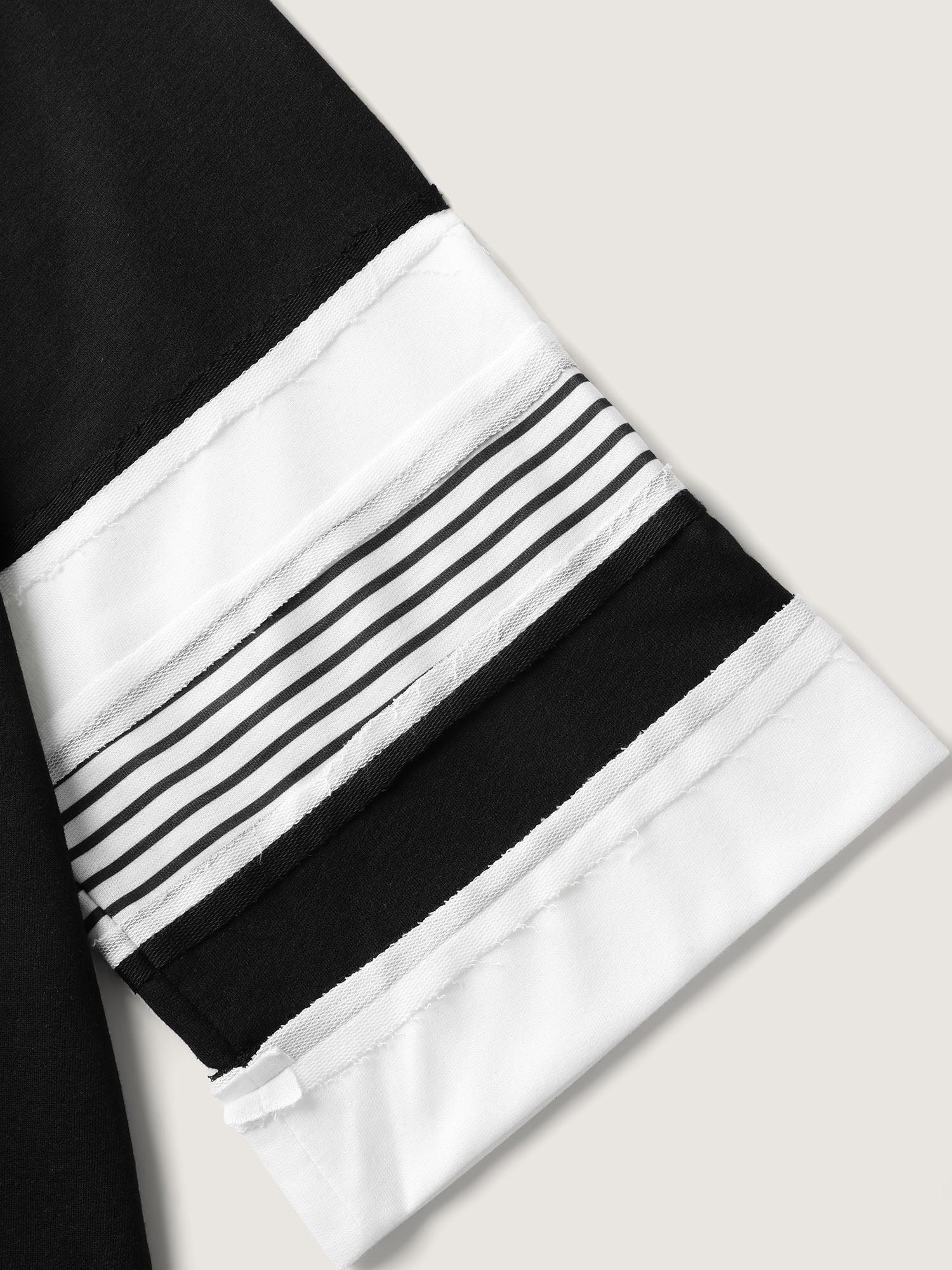 Non-Stretch Stripes Contrast Split Neck T-Shirt - Image 6