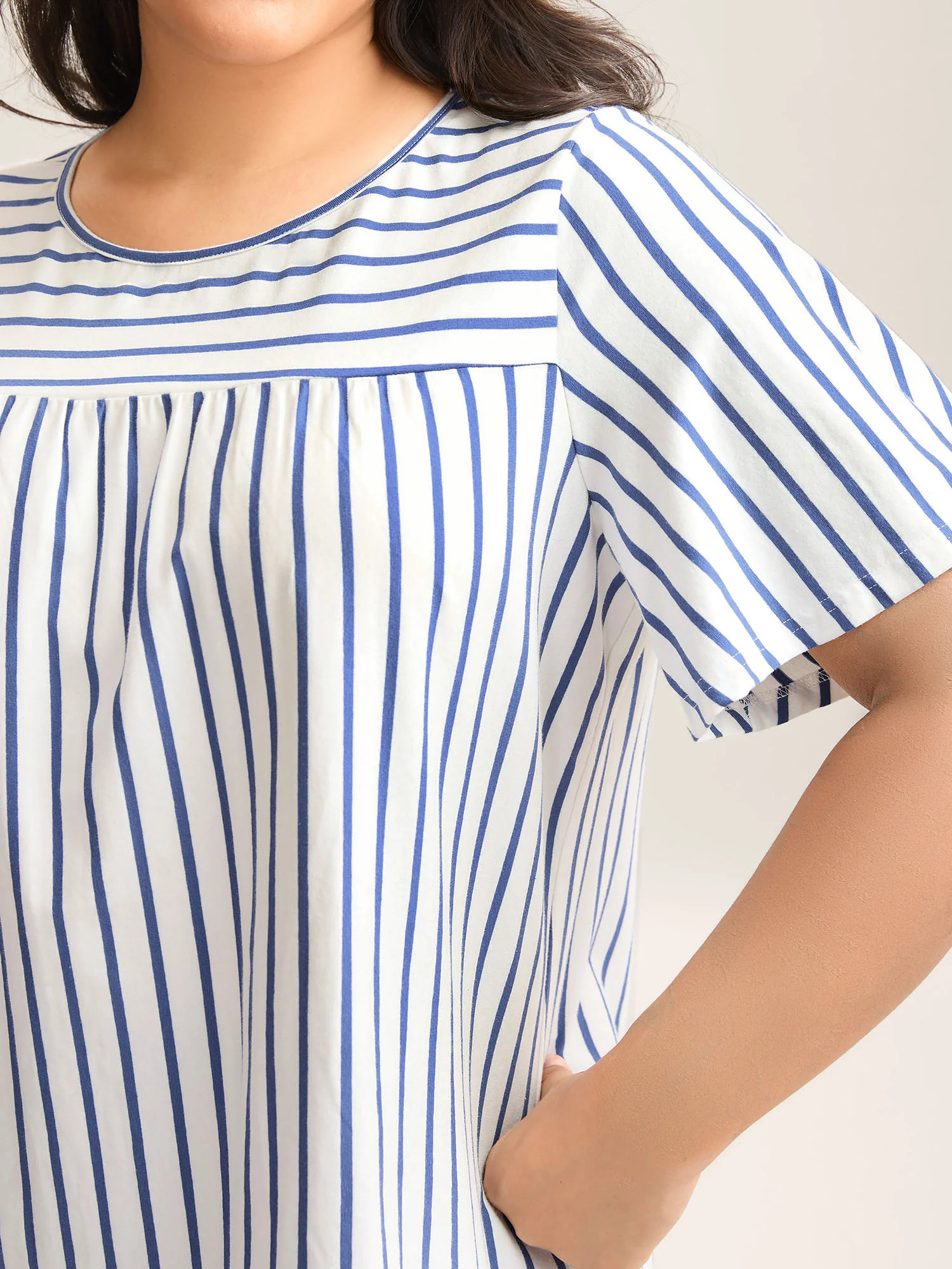 Stripes Everywhere Round Neck T-Shirt - Image 2