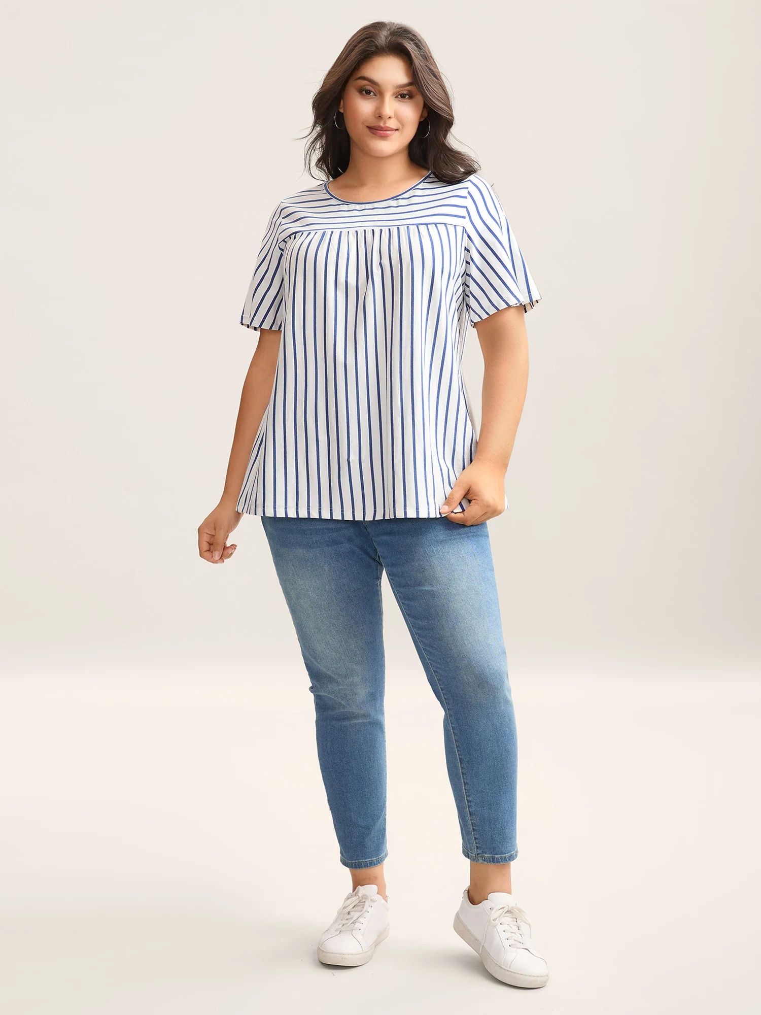 Stripes Everywhere Round Neck T-Shirt - Image 3