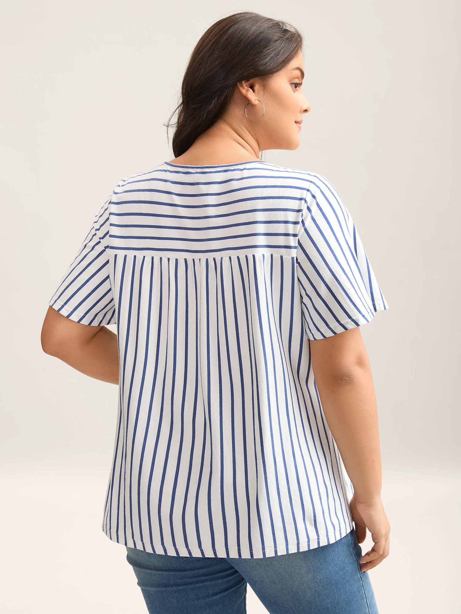 Stripes Everywhere Round Neck T-Shirt - Image 4