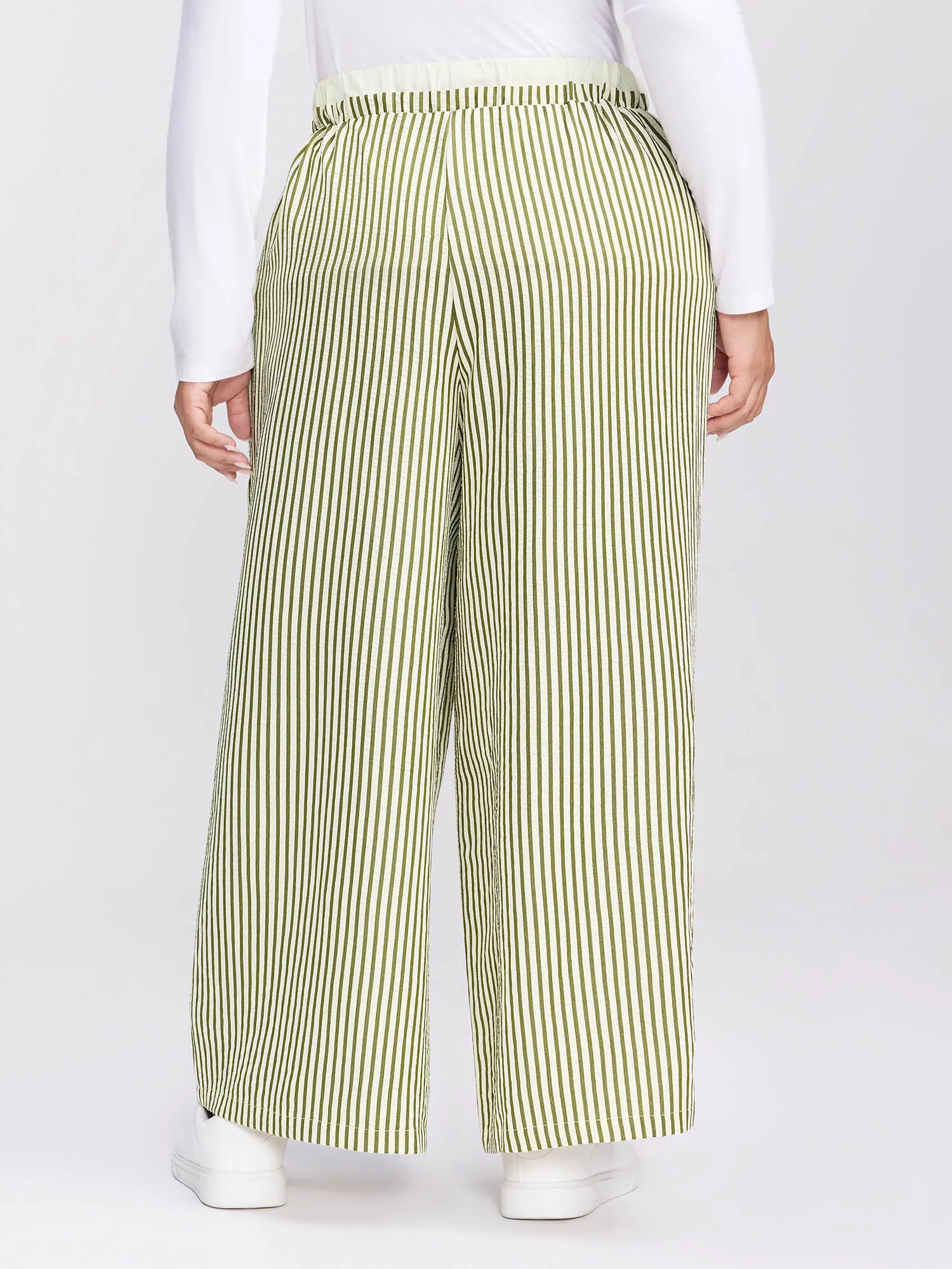 Stripes Layered Contrast Drawstring Pants - Image 5