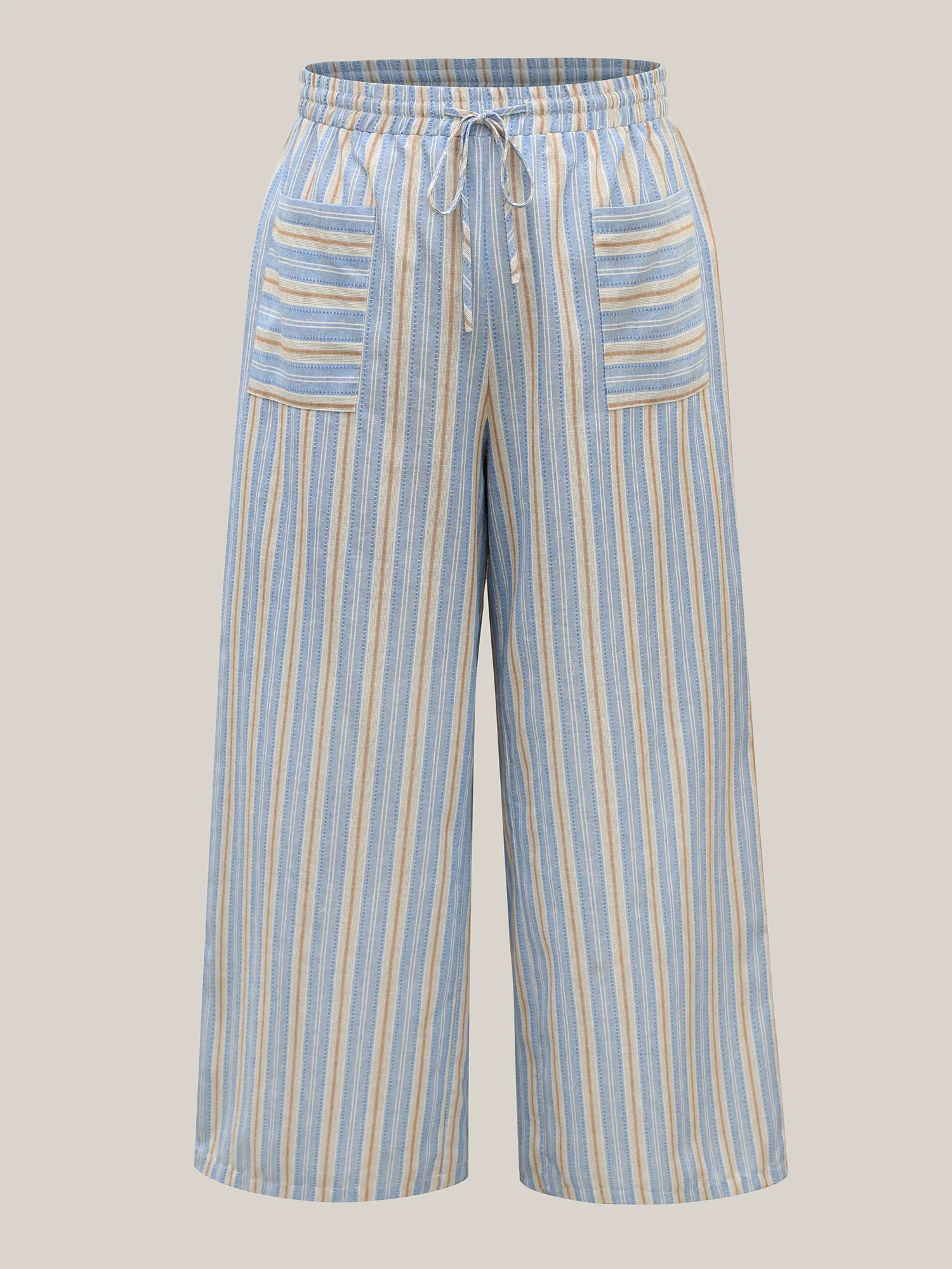 Stripes Pockets Wide-Leg Pants - Image 7