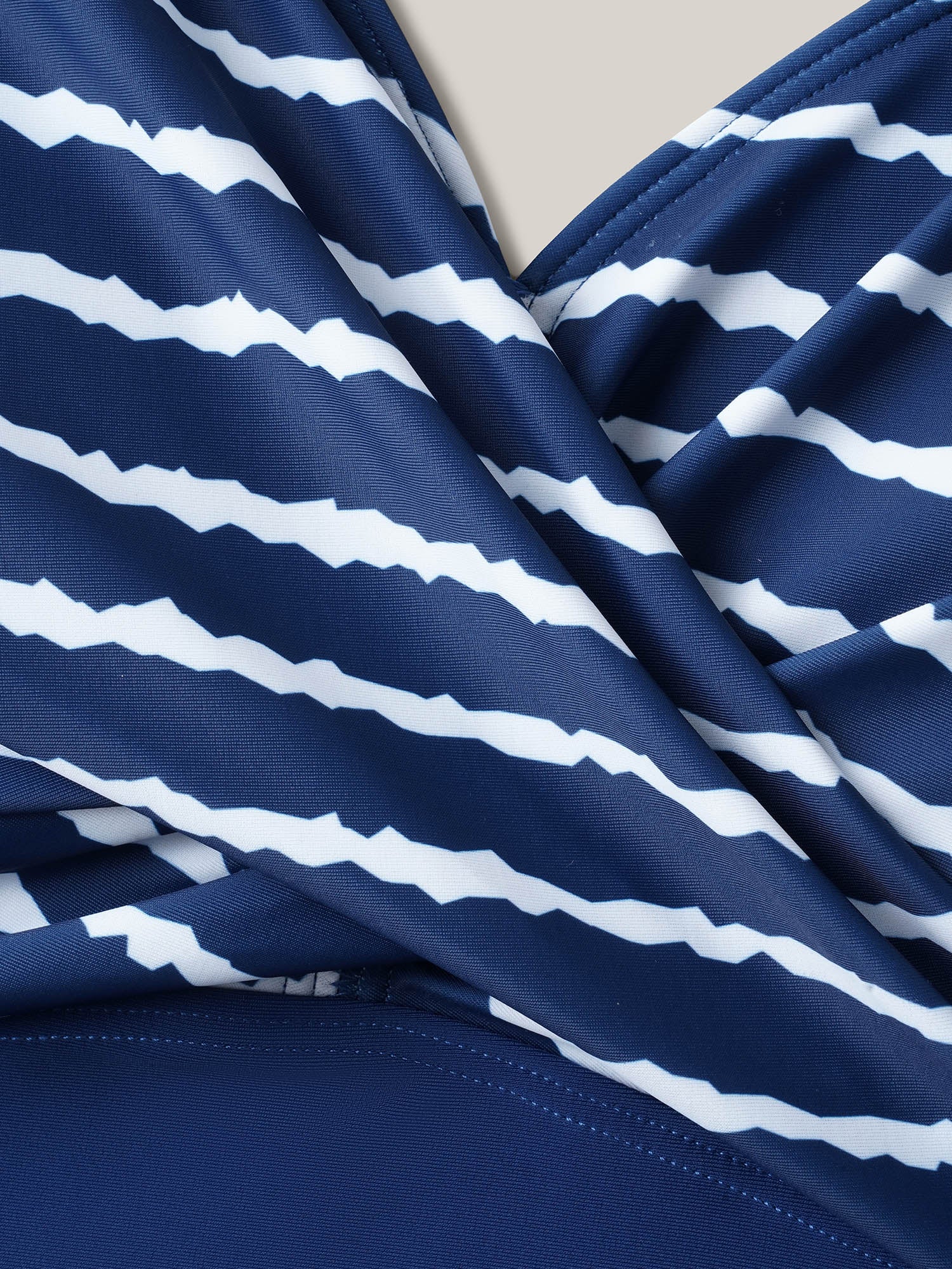 Stripes Spliced Ruched Swim Top - Image 5