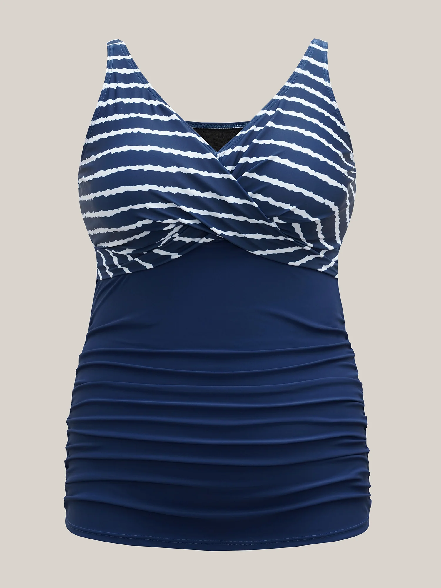 Stripes Spliced Ruched Swim Top - Image 7