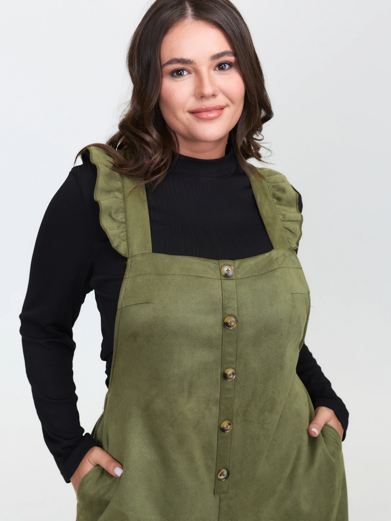Suede Adjustable Ruffled Jumpsuit - Image 2
