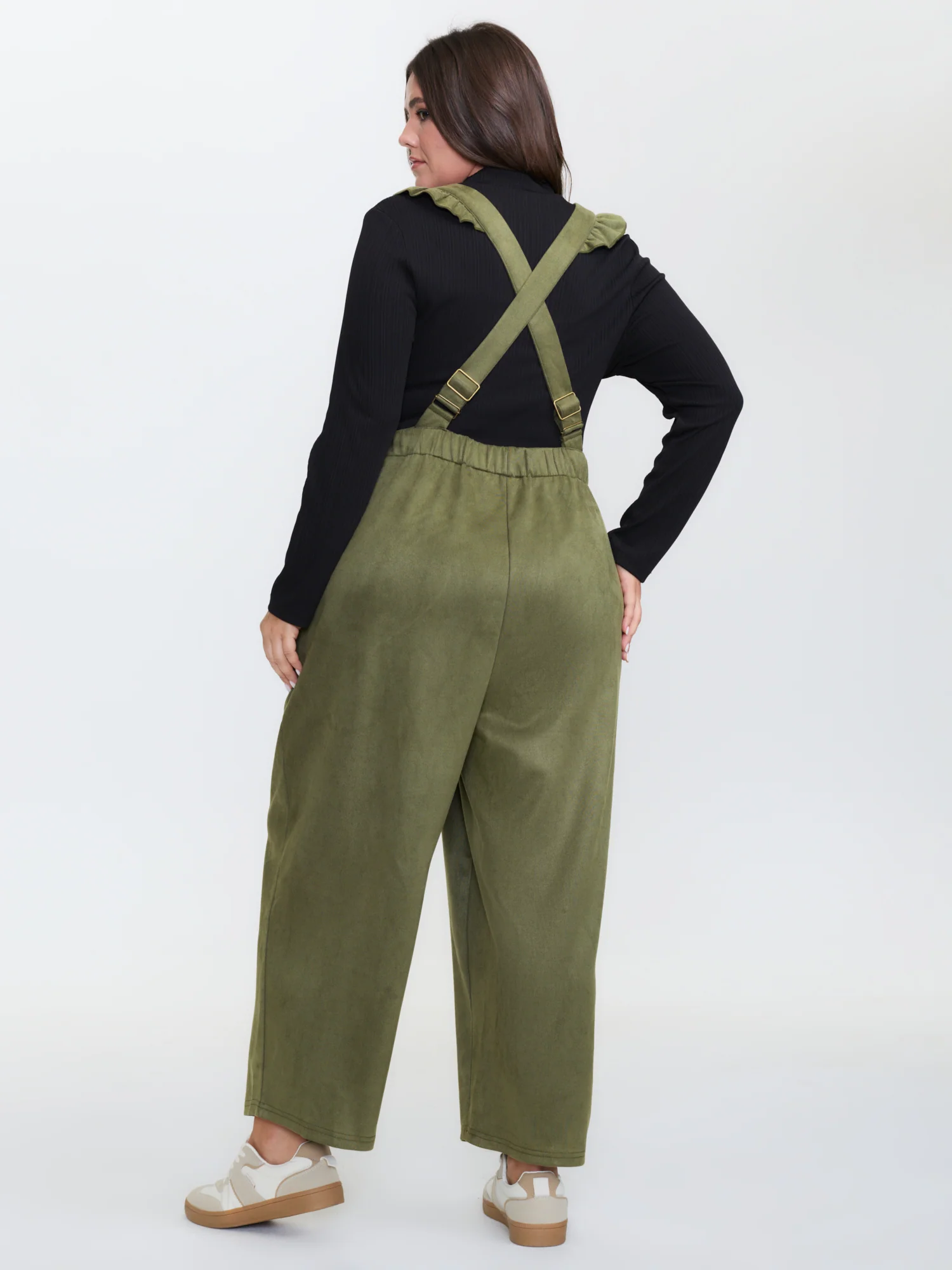 Suede Adjustable Ruffled Jumpsuit - Image 4