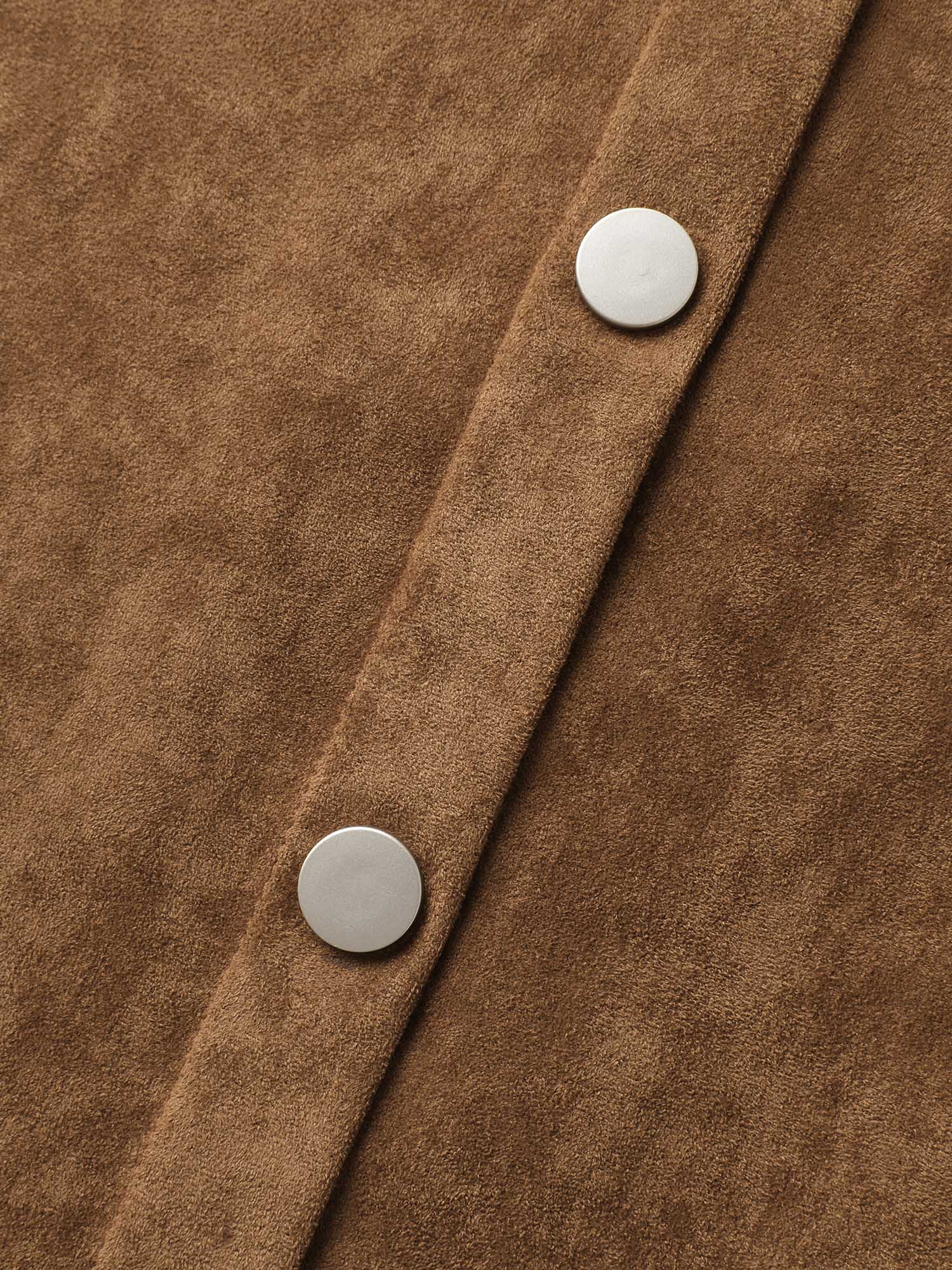 Suede Button Placket Sweetheart Mini Dress - Image 5
