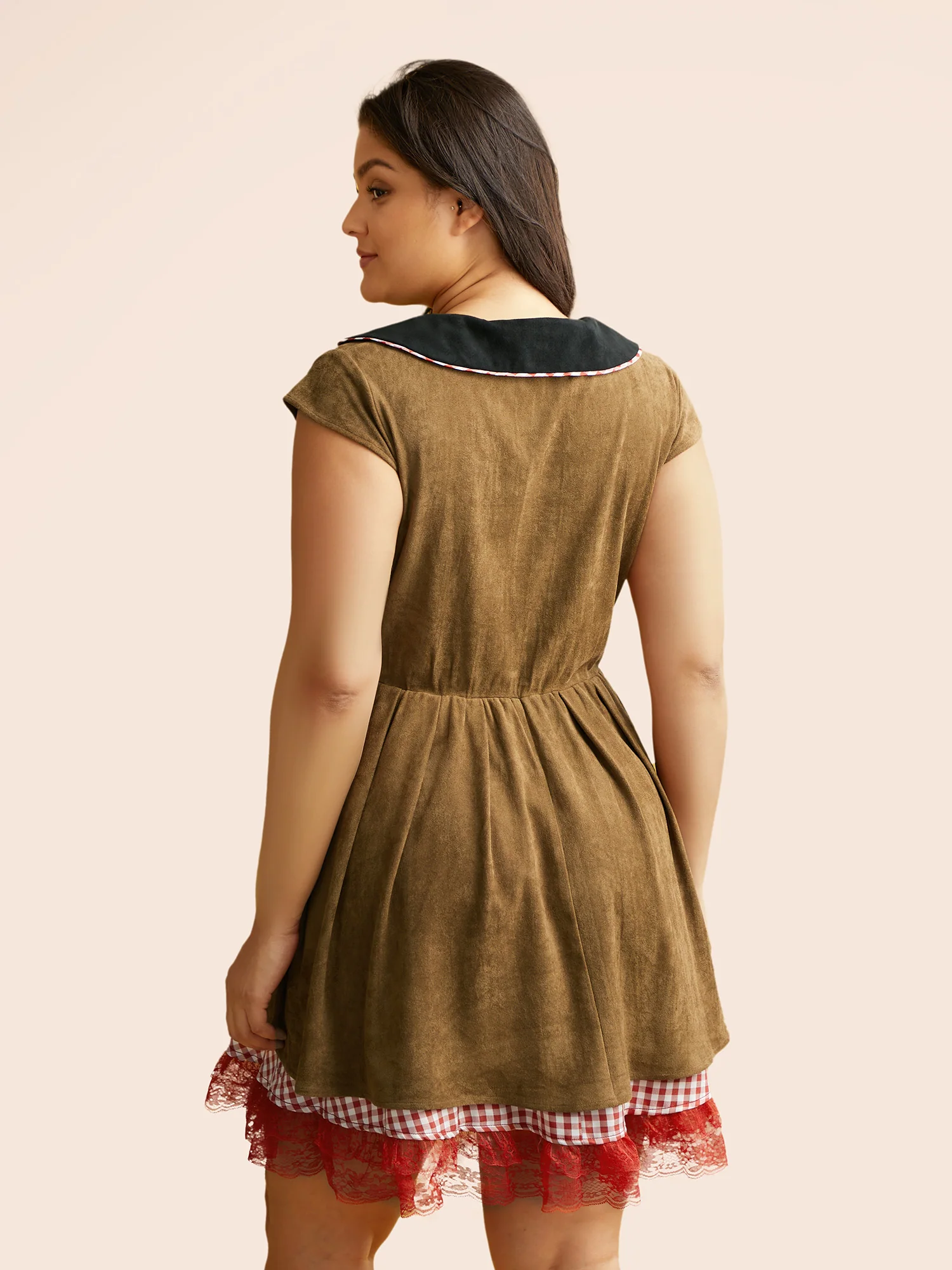 Suede Cowgirl Plaid Midi Dress - Image 4