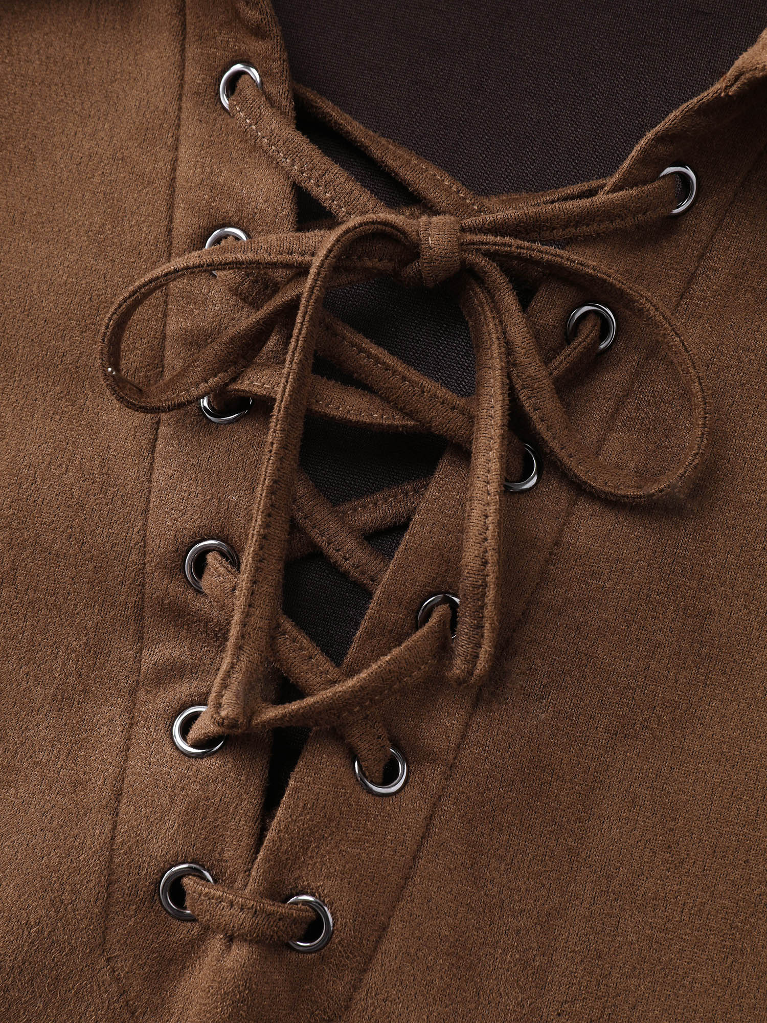 Suede Cross-Tie Neckline Curvy-Fit Blouse - Image 5