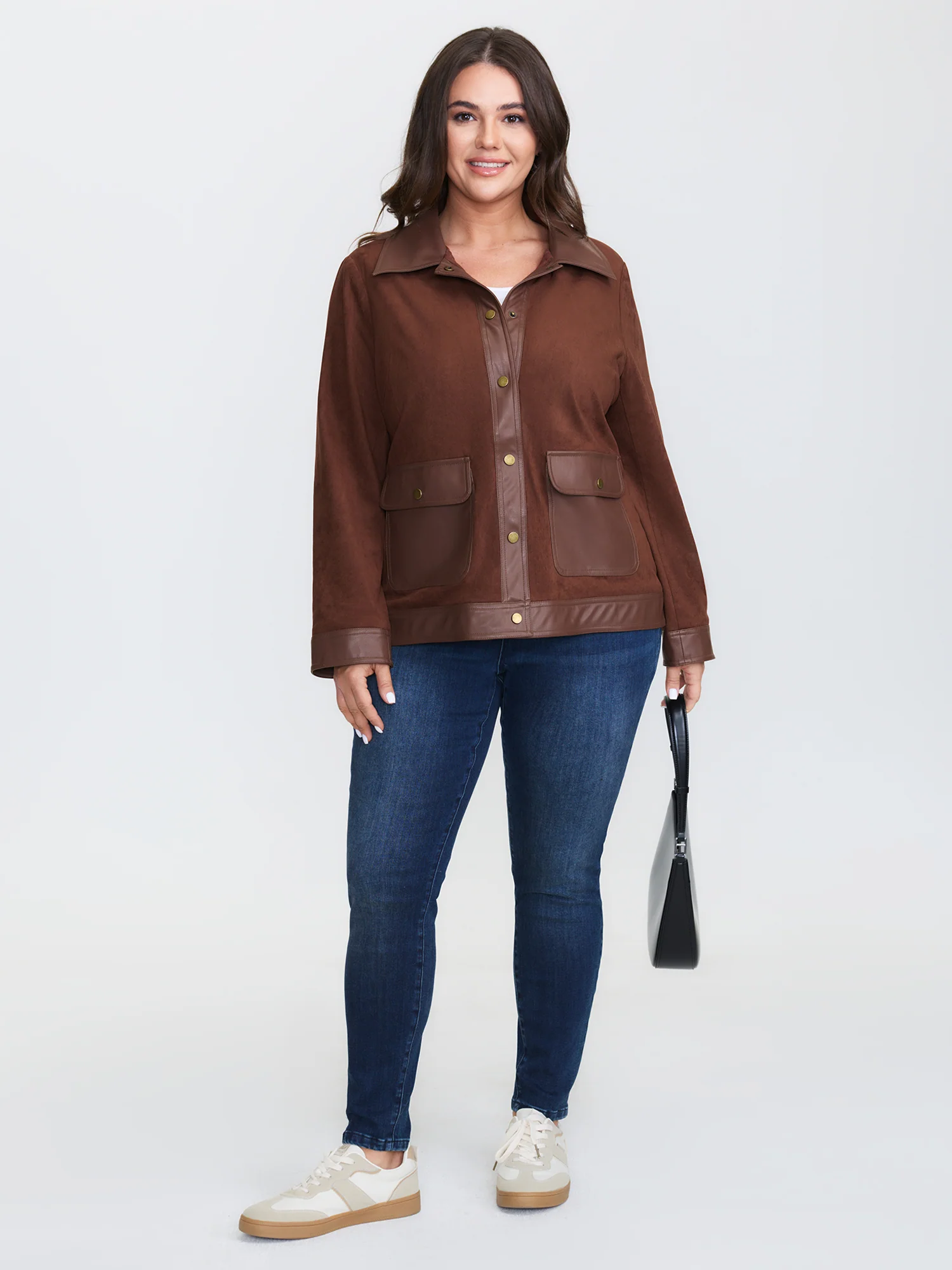 Suede Leather Detail Button-Down Jacket - Image 3