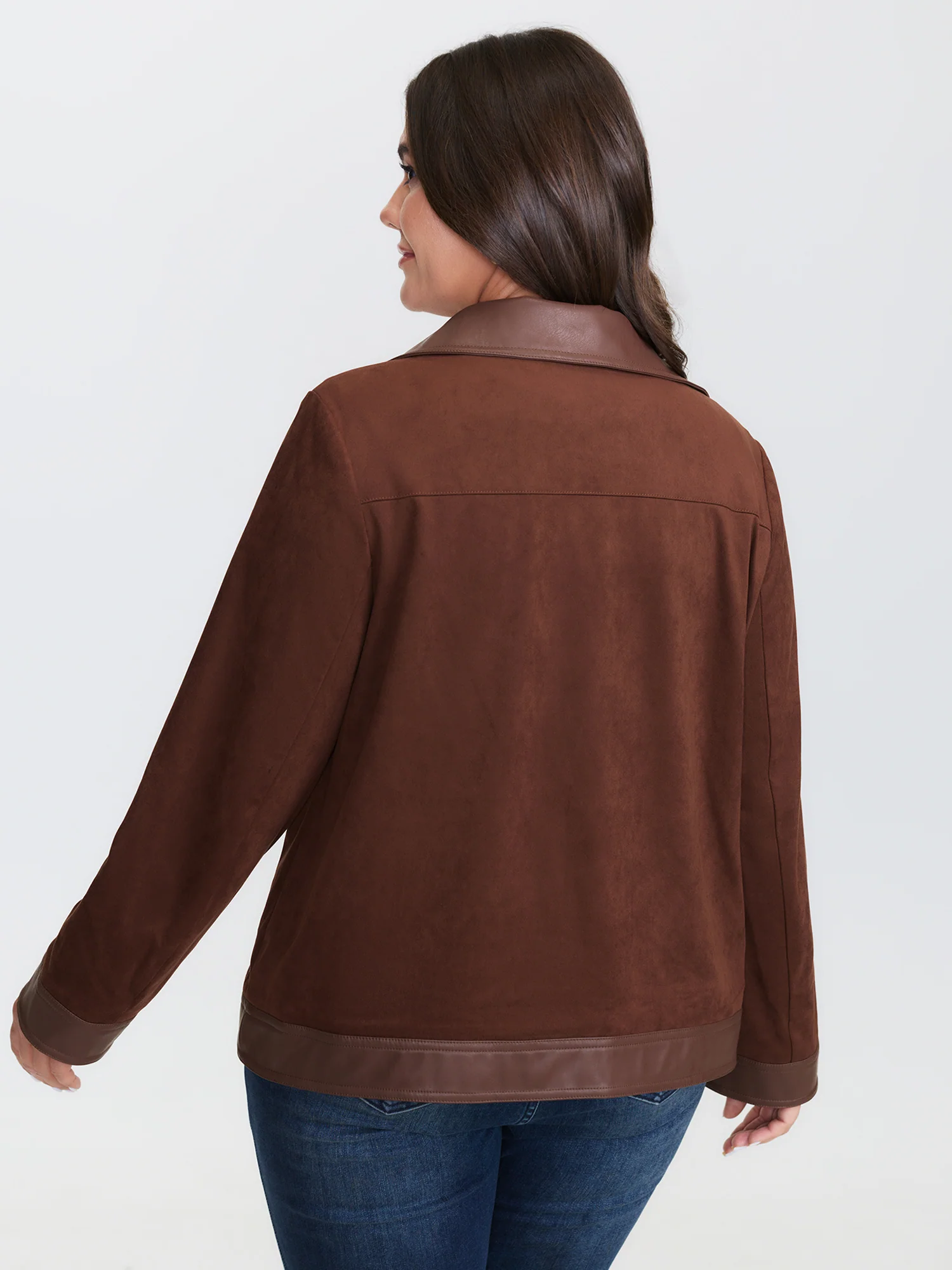 Suede Leather Detail Button-Down Jacket - Image 4