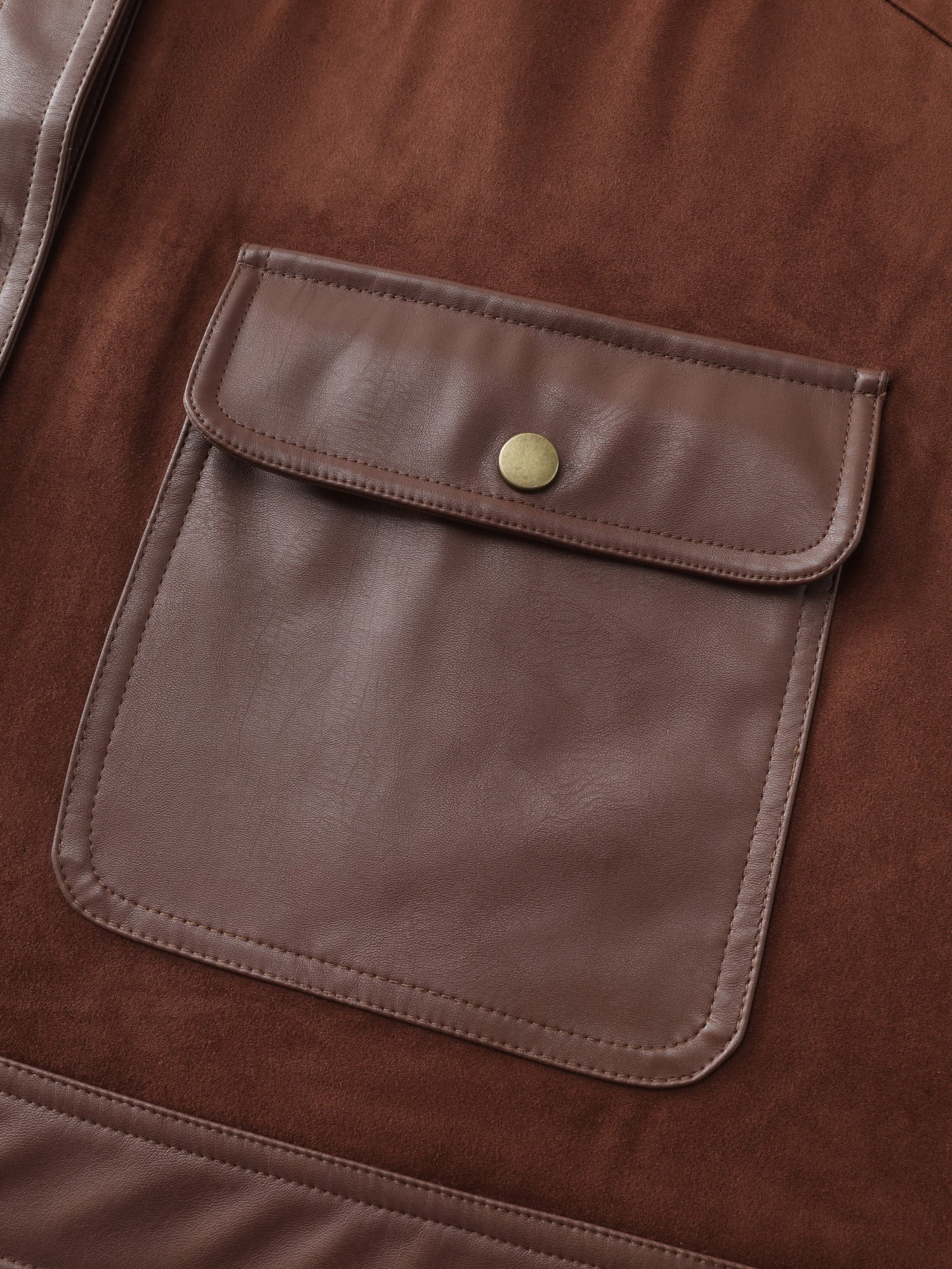 Suede Leather Detail Button-Down Jacket - Image 5