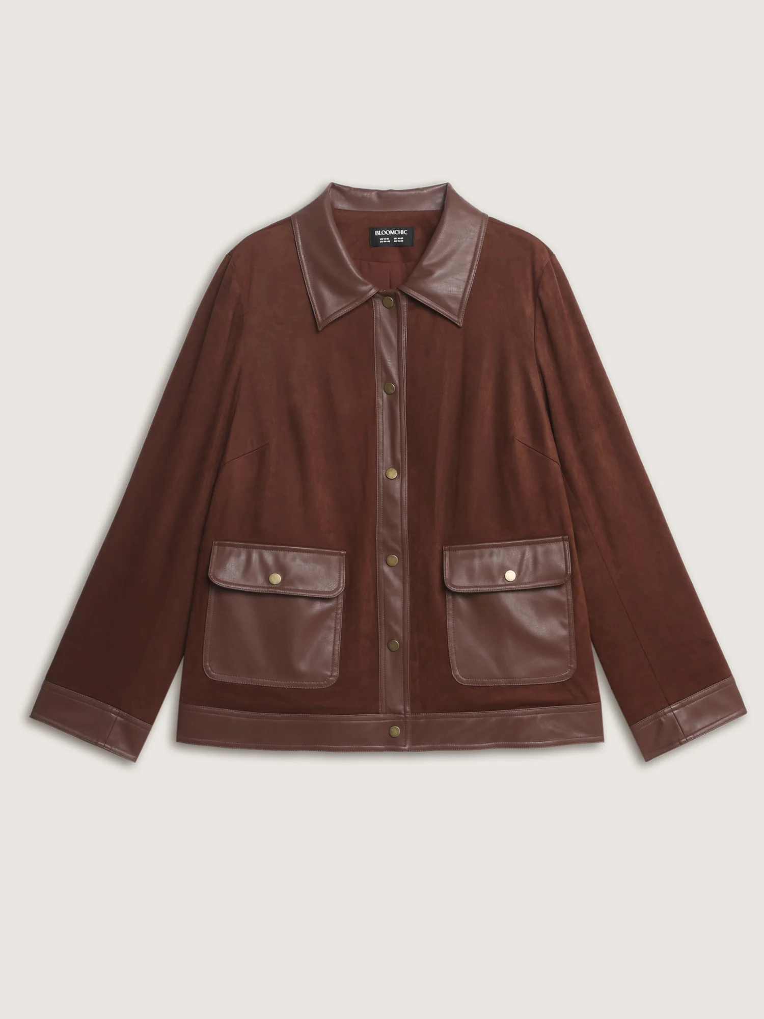 Suede Leather Detail Button-Down Jacket - Image 8