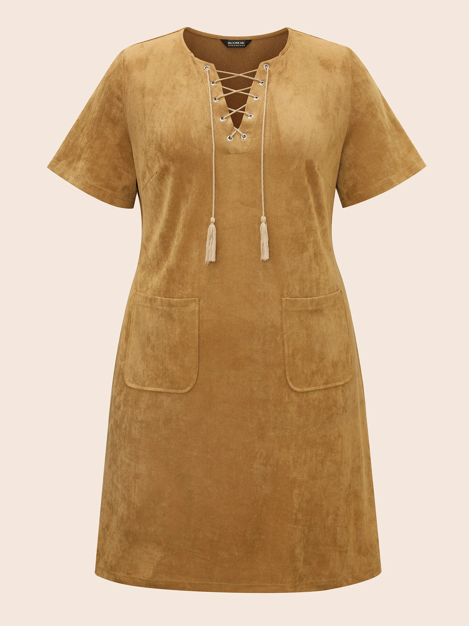 Suede Stretchy Back-Waist Midi Dress - Image 8