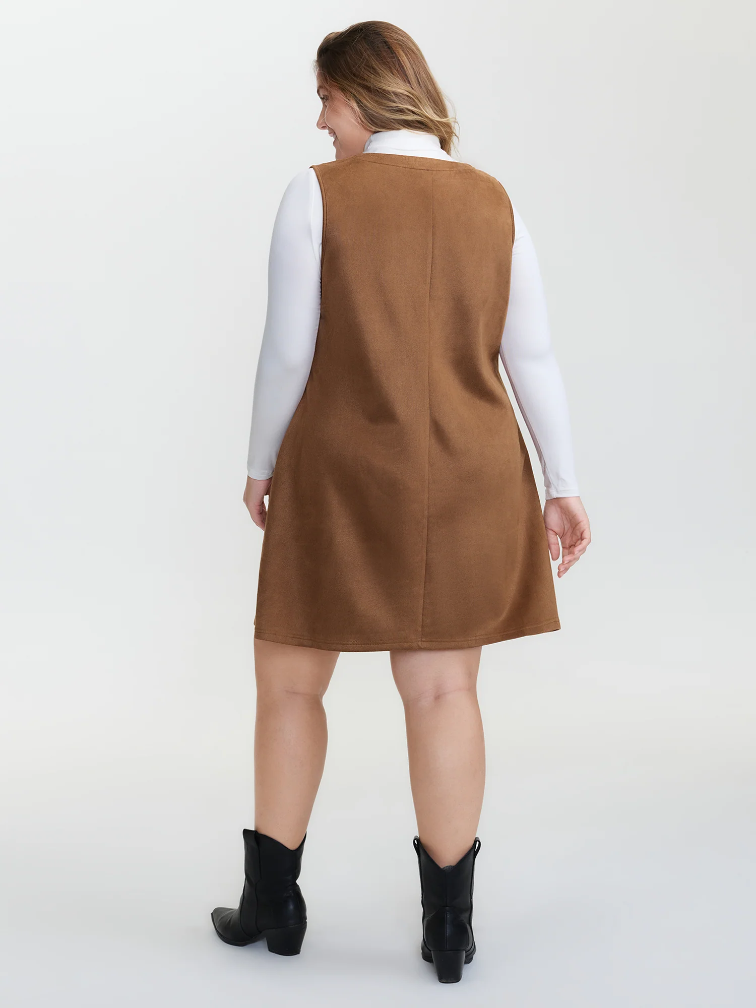 Suede Striped Toothpick Pleats Mini Dress - Image 5