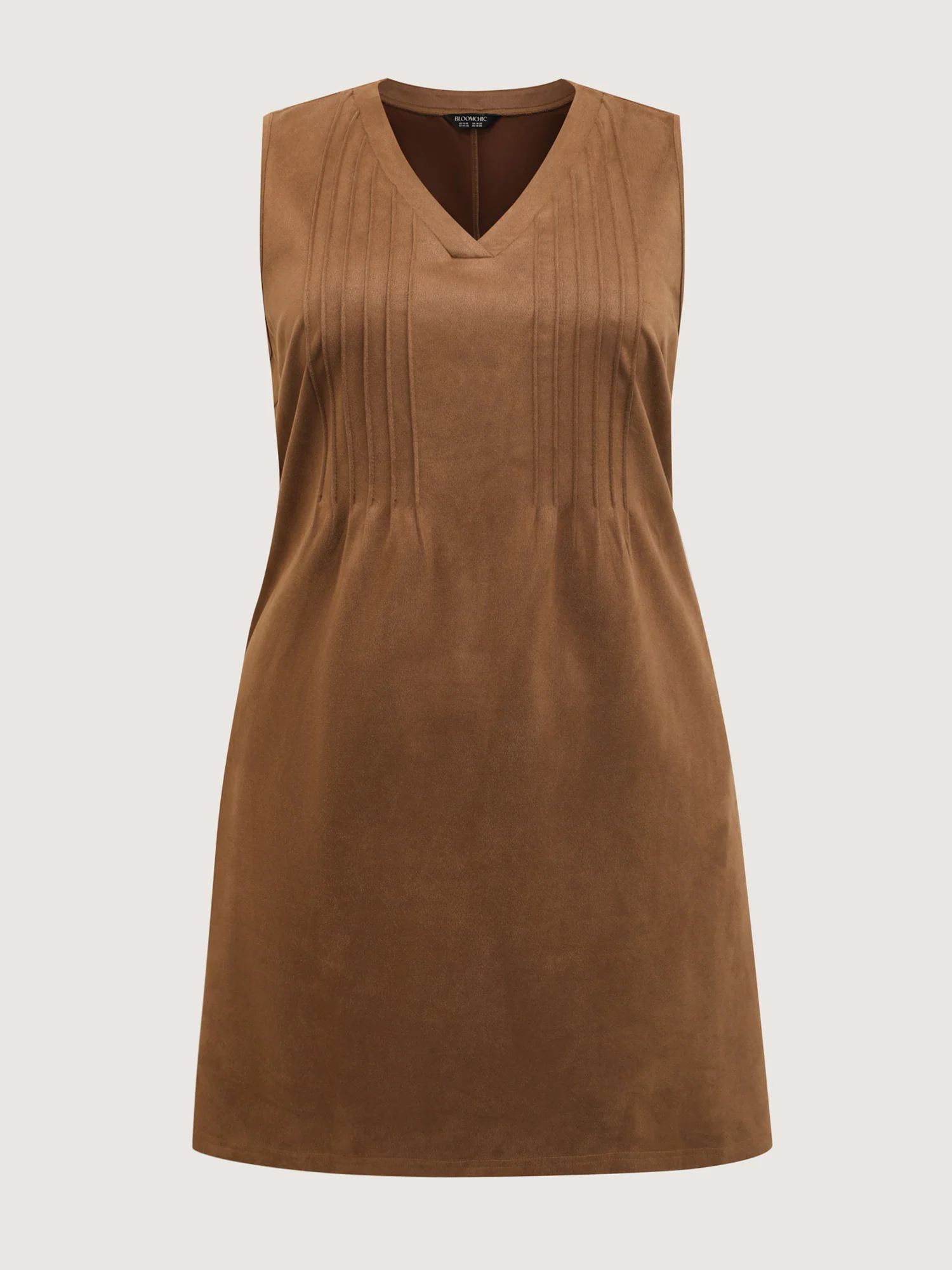 Suede Striped Toothpick Pleats Mini Dress - Image 8
