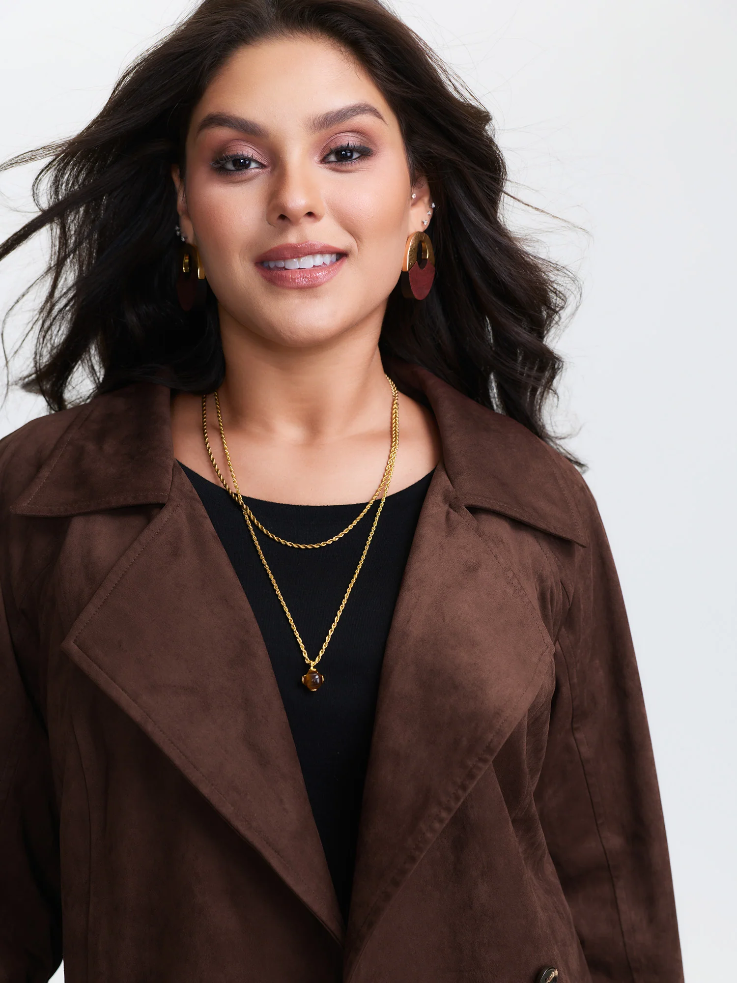Suede Velvet Cinched-Waist Lined Jacket - Image 4