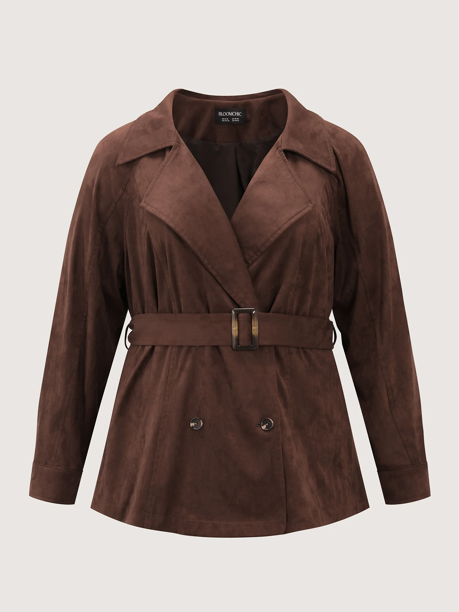 Suede Velvet Cinched-Waist Lined Jacket - Image 7