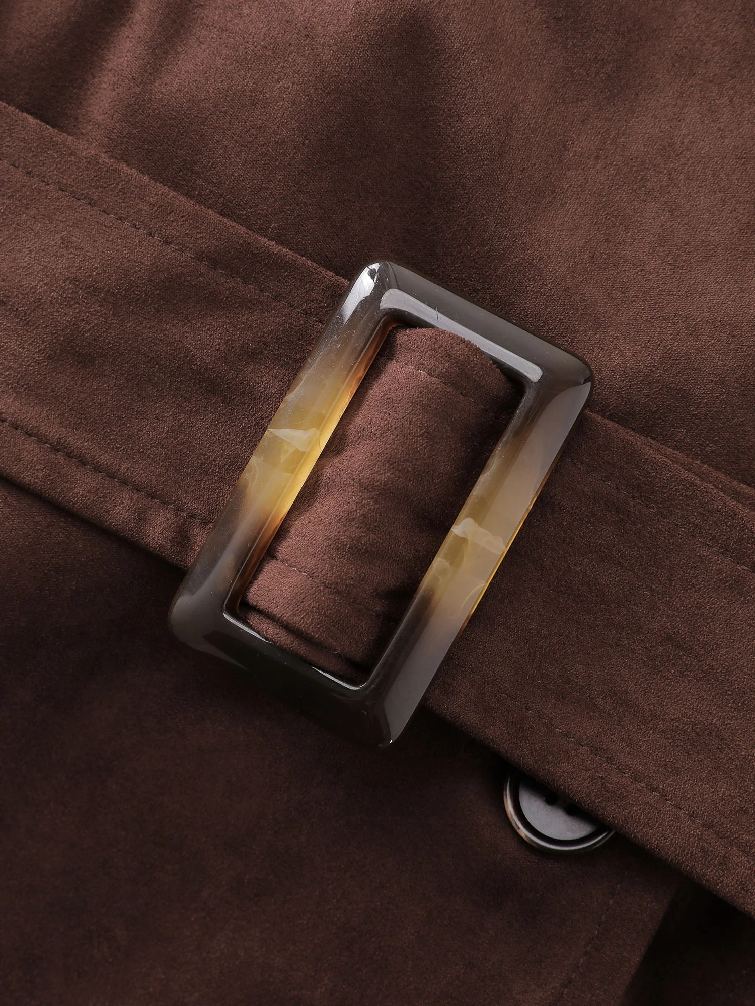 Suede Velvet Cinched-Waist Lined Jacket - Image 8