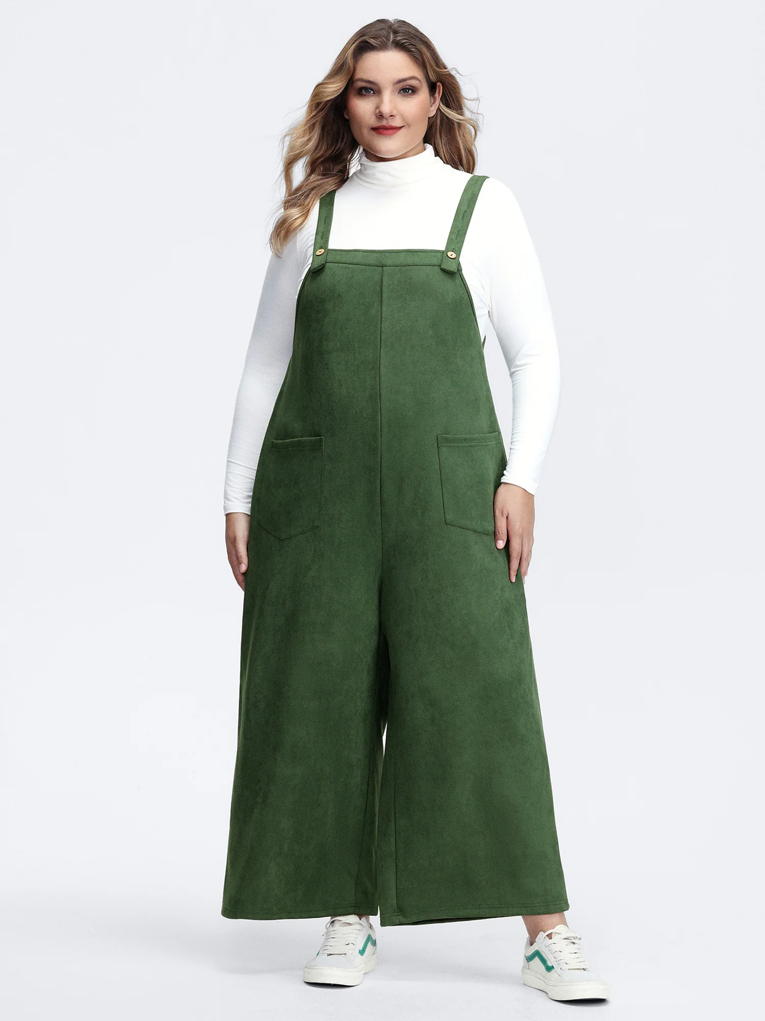Suede Velvet Patch Pocket Stretchy Jumpsuit - Image 3